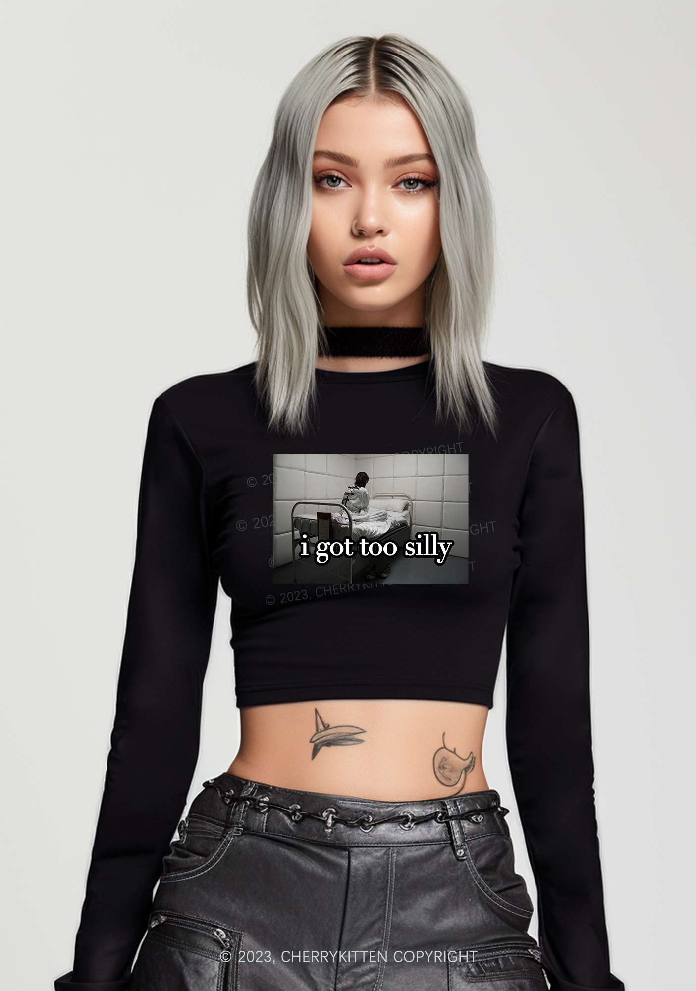 I Got Too Silly Long Sleeve Crop Top Cherrykitten