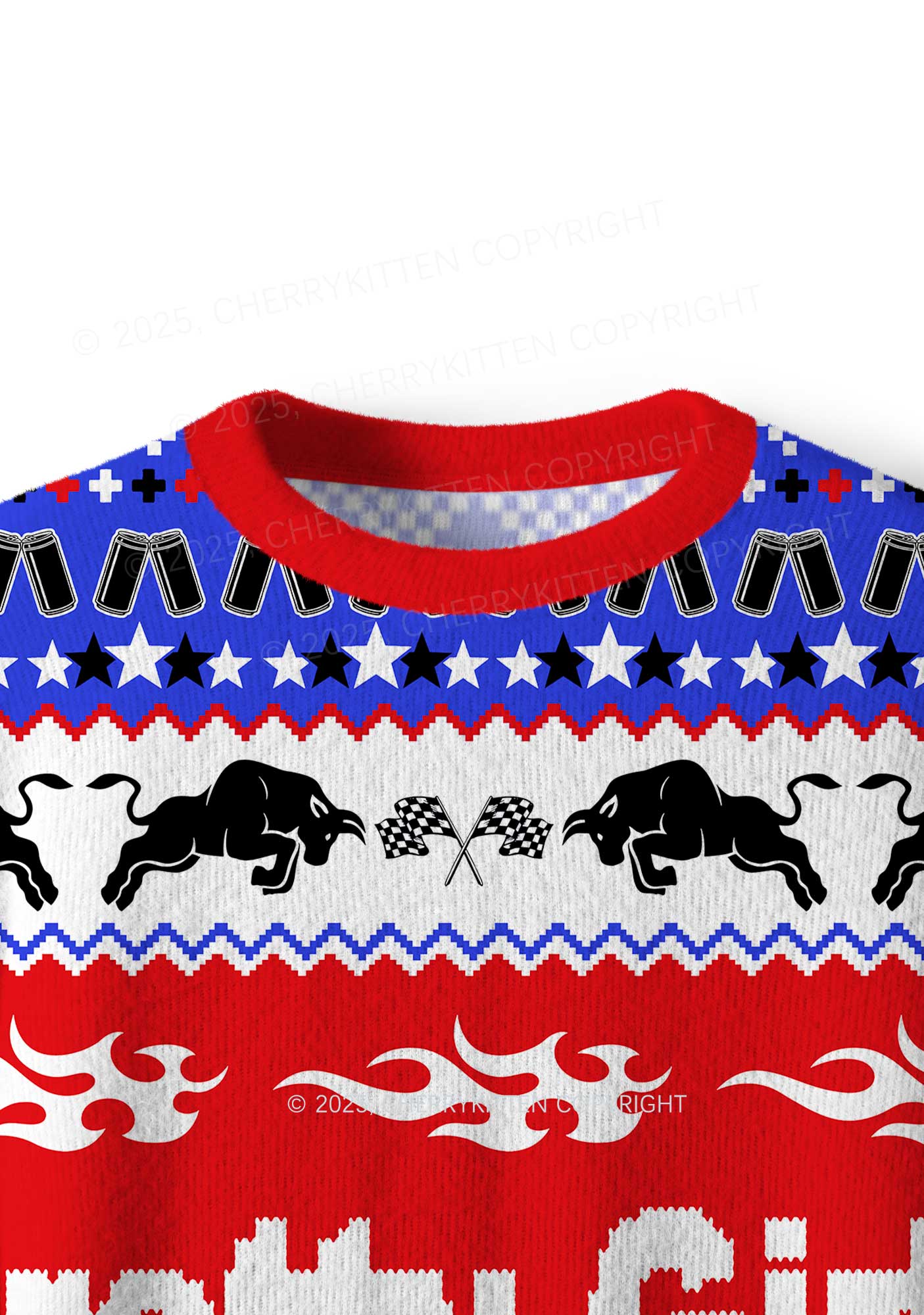 Pretty Girls Drink Redbull Y2K Christmas Knit Sweatshirt Cherrykitten