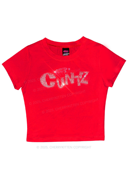 Rhinestone Cxntz Y2K Baby Tee Cherrykitten