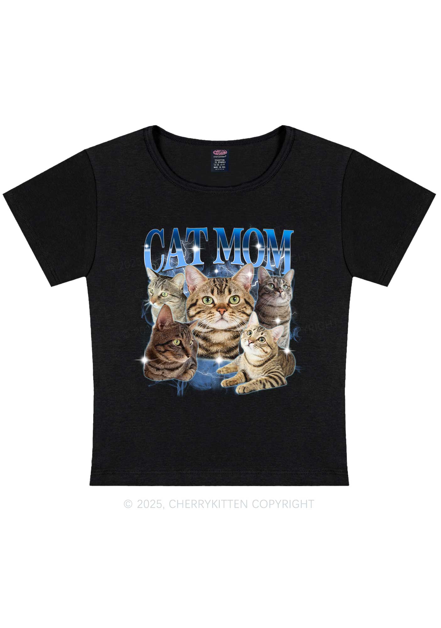 Custom Photo Cat Mom Y2K Baby Tee Cherrykitten