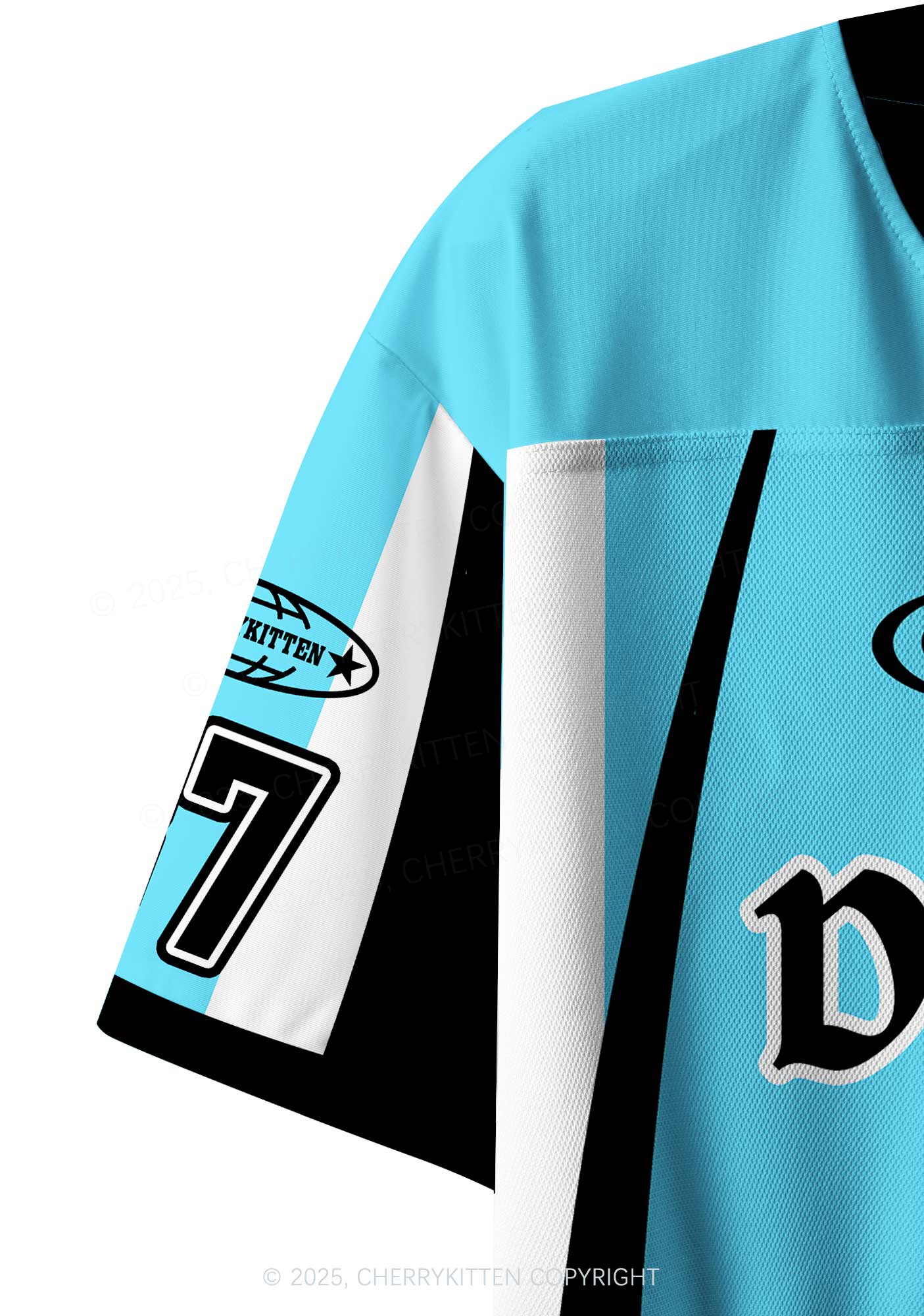 Custom Skyblue Dont Play Techno Y2K Crop Sport Jersey Shirts Cherrykitten