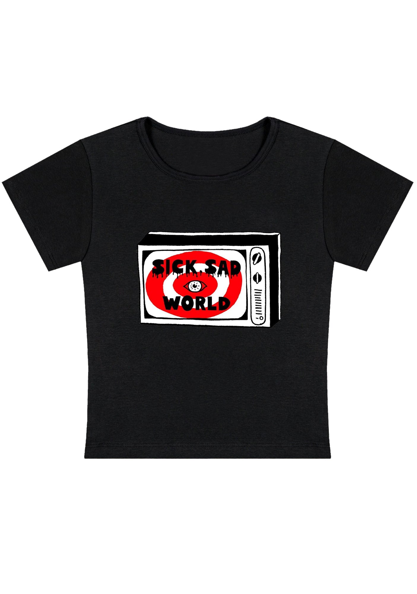 Curvy Sick Sad World Eyes Baby Tee