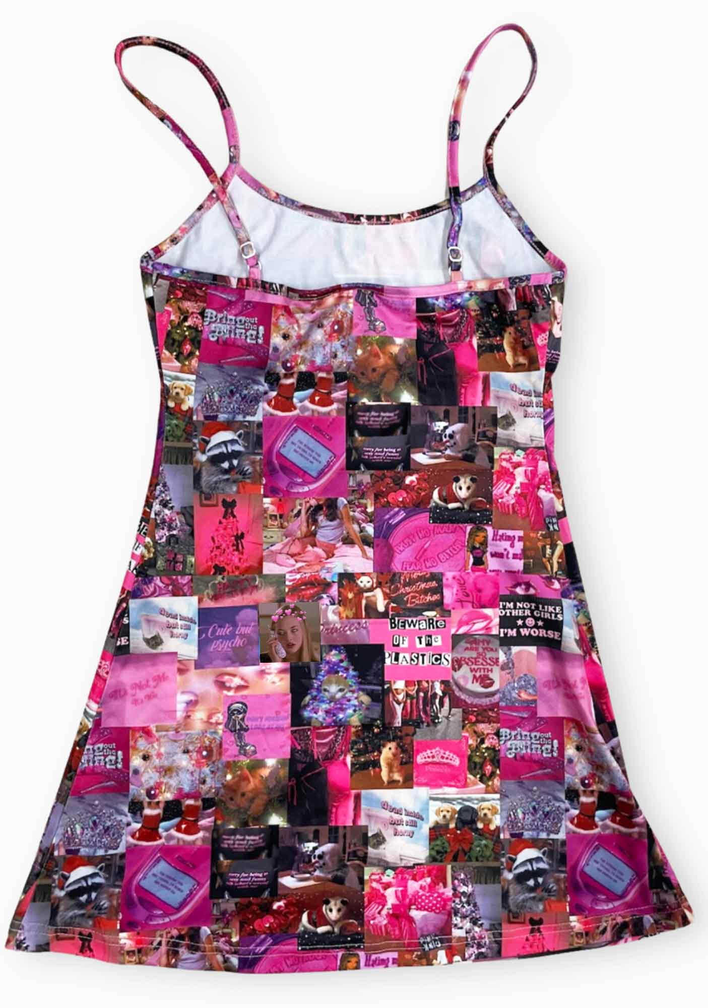 Pink Y2K Collage Pajama Cami Dress