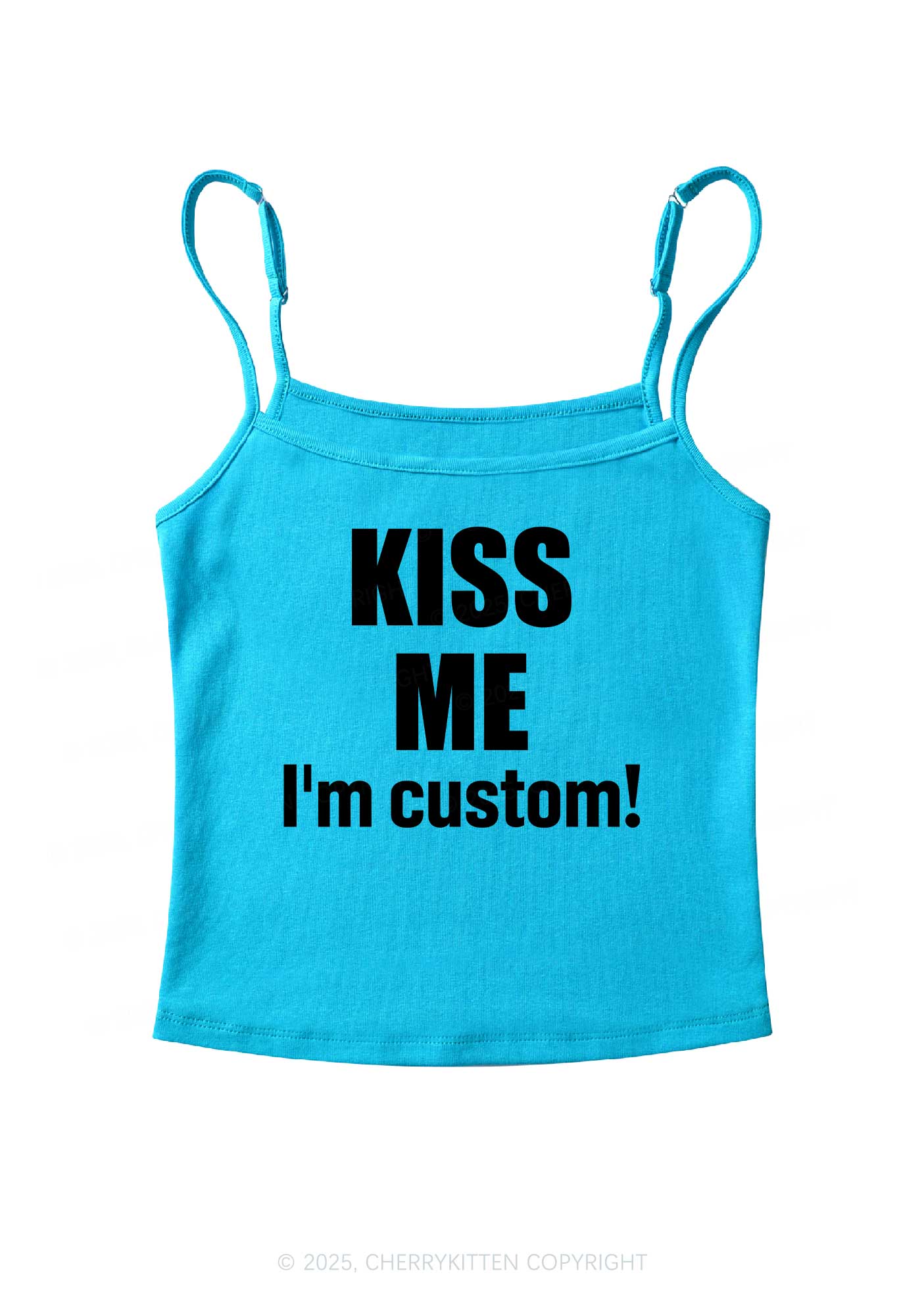 Kiss Me Im Custom Y2K Spaghetti Strap Cami Cherrykitten