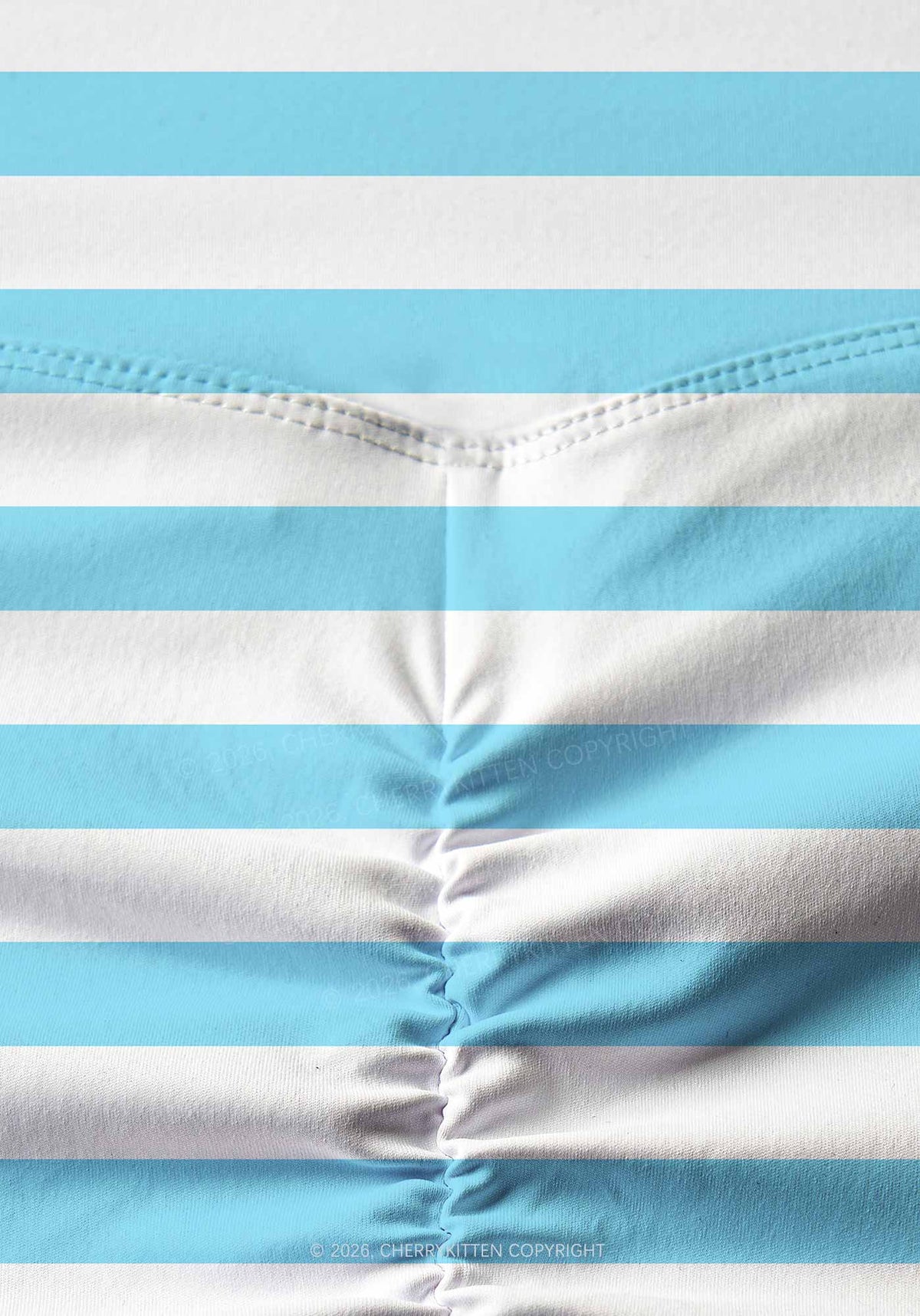 Blue And White Stripes Y2K Print Yoga Shorts Cherrykitten