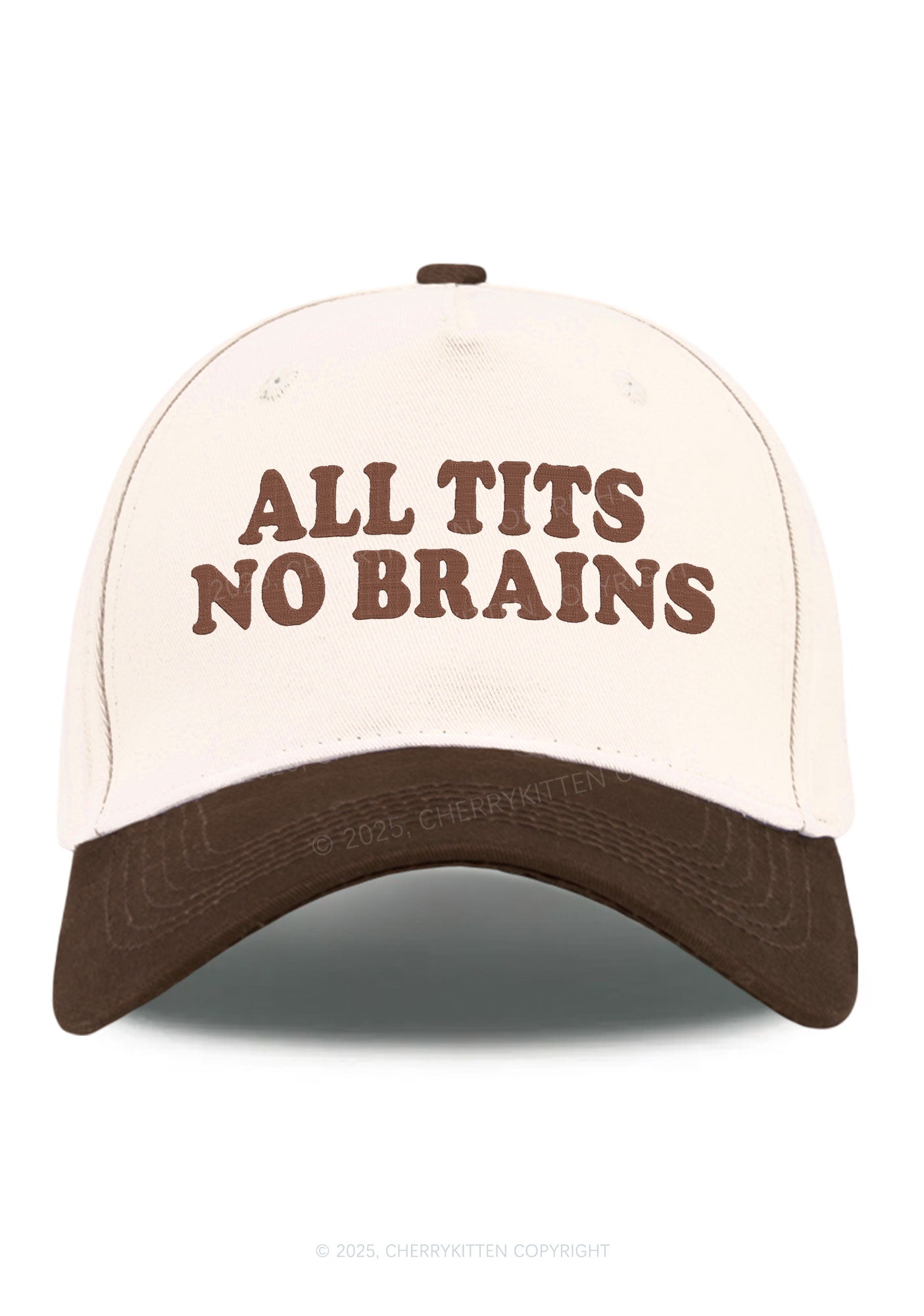 Embroidered All Txts No Brains Y2K Color Block Baseball Cap Cherrykitten