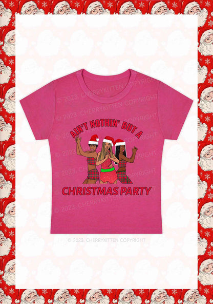 Ain't Nothin' But A Christmas Party Y2K Baby Tee Cherrykitten
