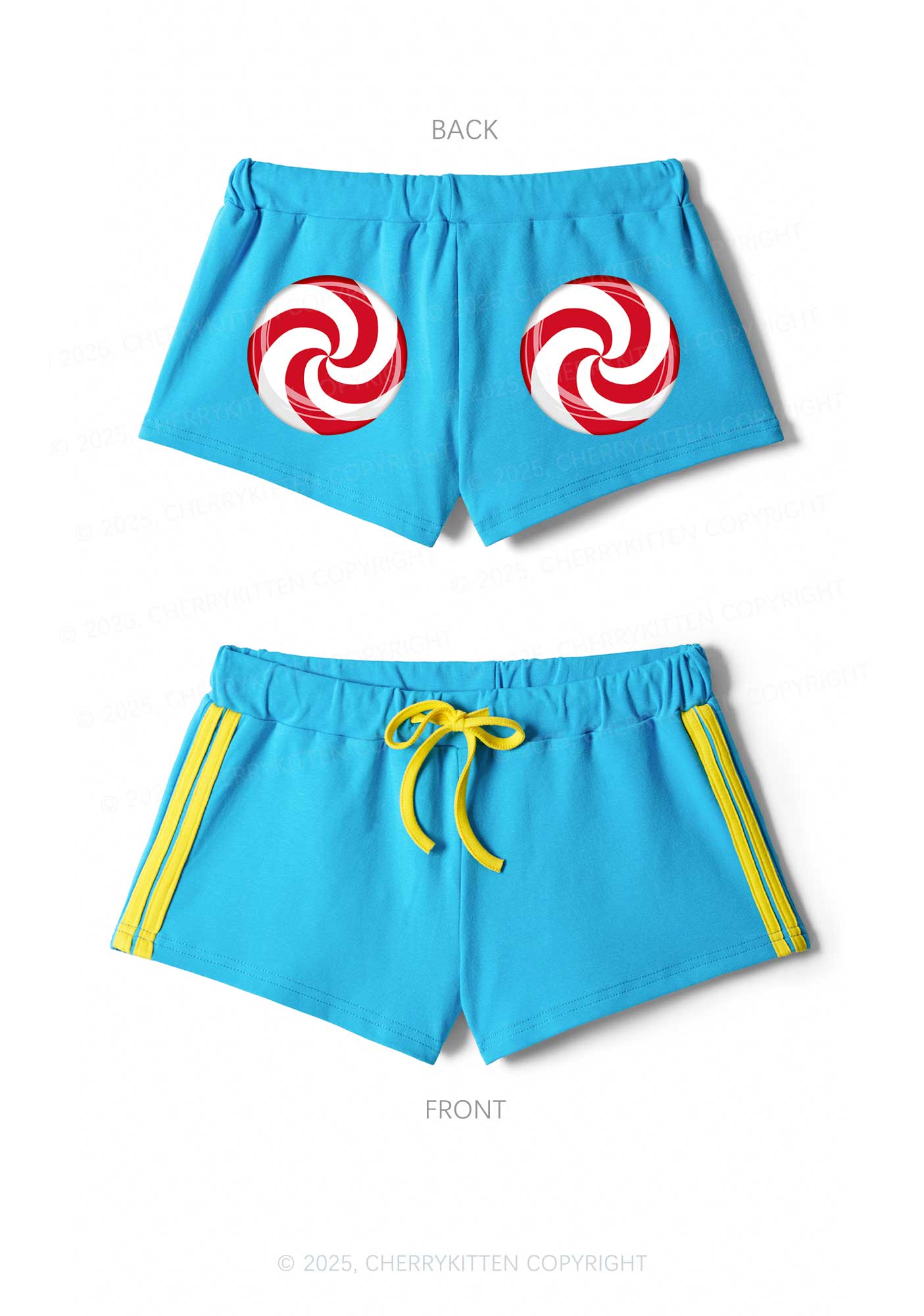 Christmas Sugar Swirl Y2K Drawstring Mini Shorts Cherrykitten