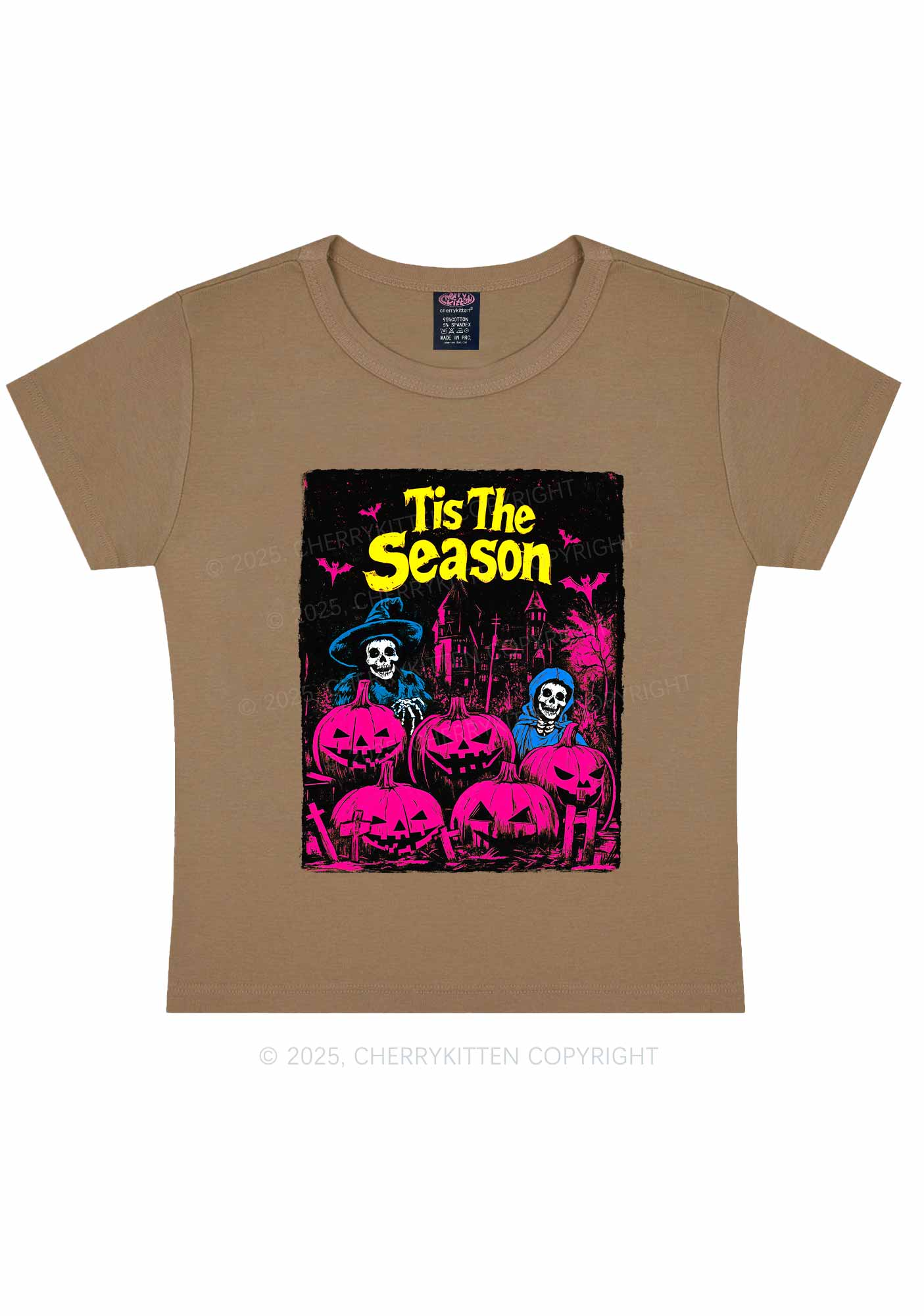 Halloween Tis The Season Skull Y2K Baby Tee Cherrykitten