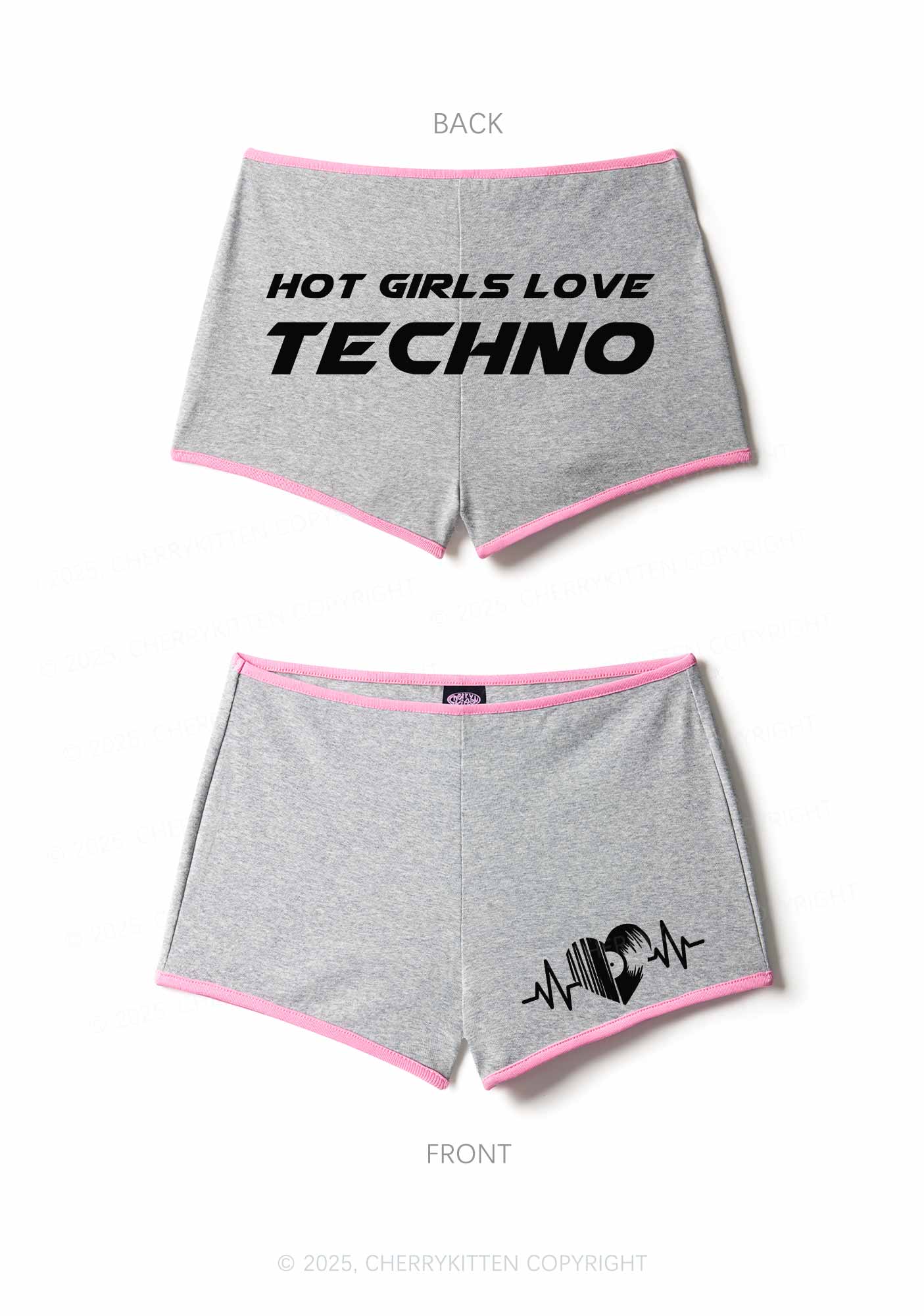 Hot Girls Love Techno Y2K Booty Shorts Cherrykitten