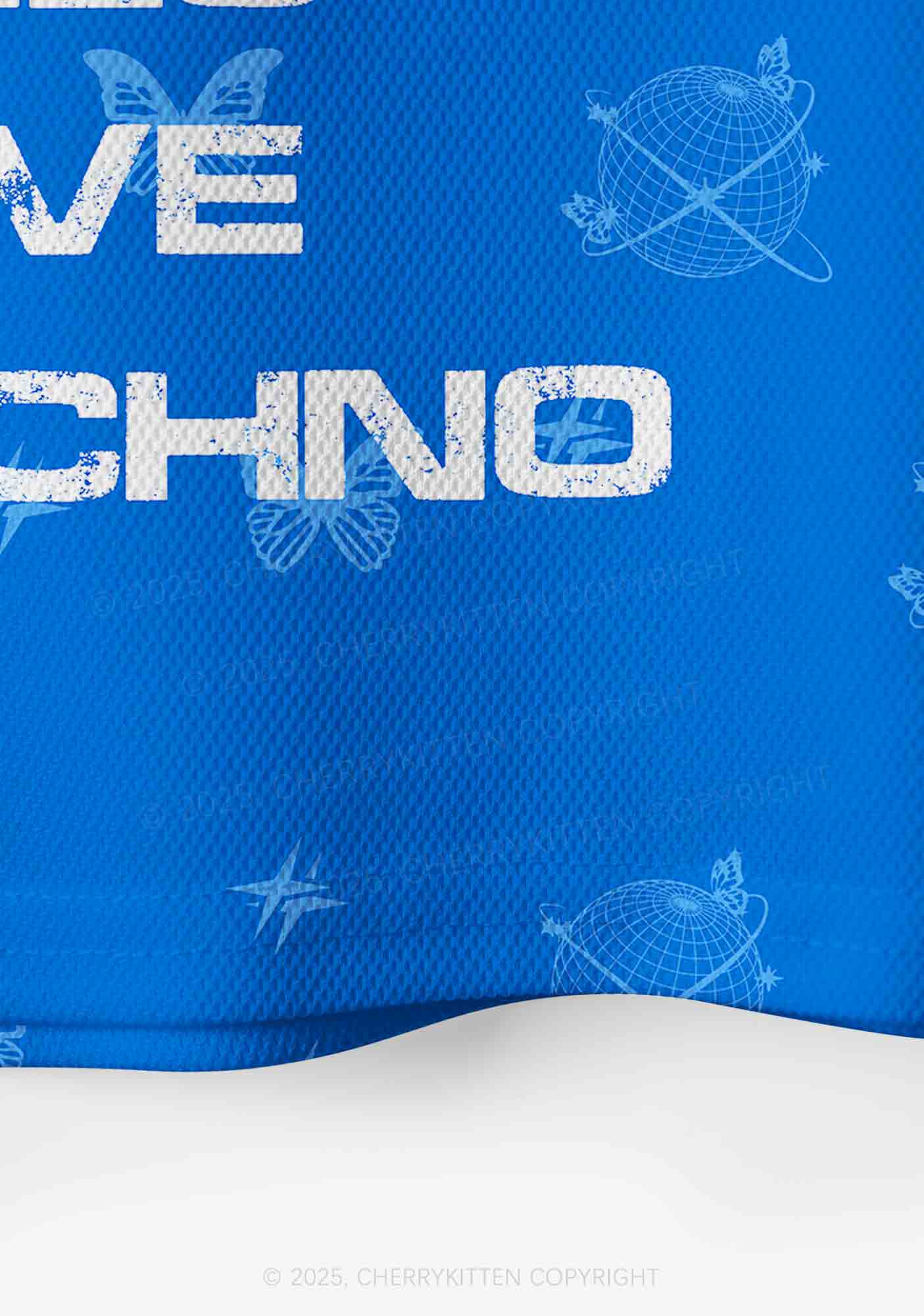 Custom Blue Techno Girls Y2K Crop Sport Jersey Shirts Cherrykitten
