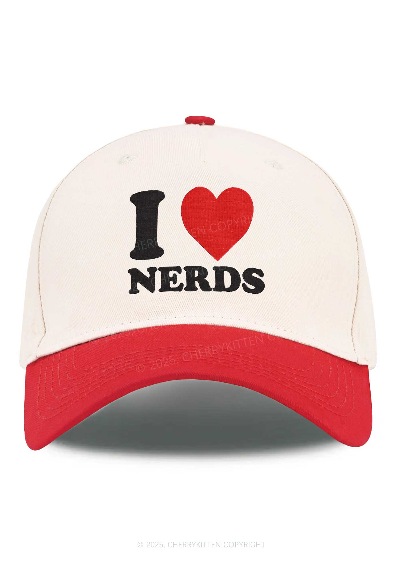 Embroidered I Love Nerds Y2K Color Block Baseball Cap Cherrykitten