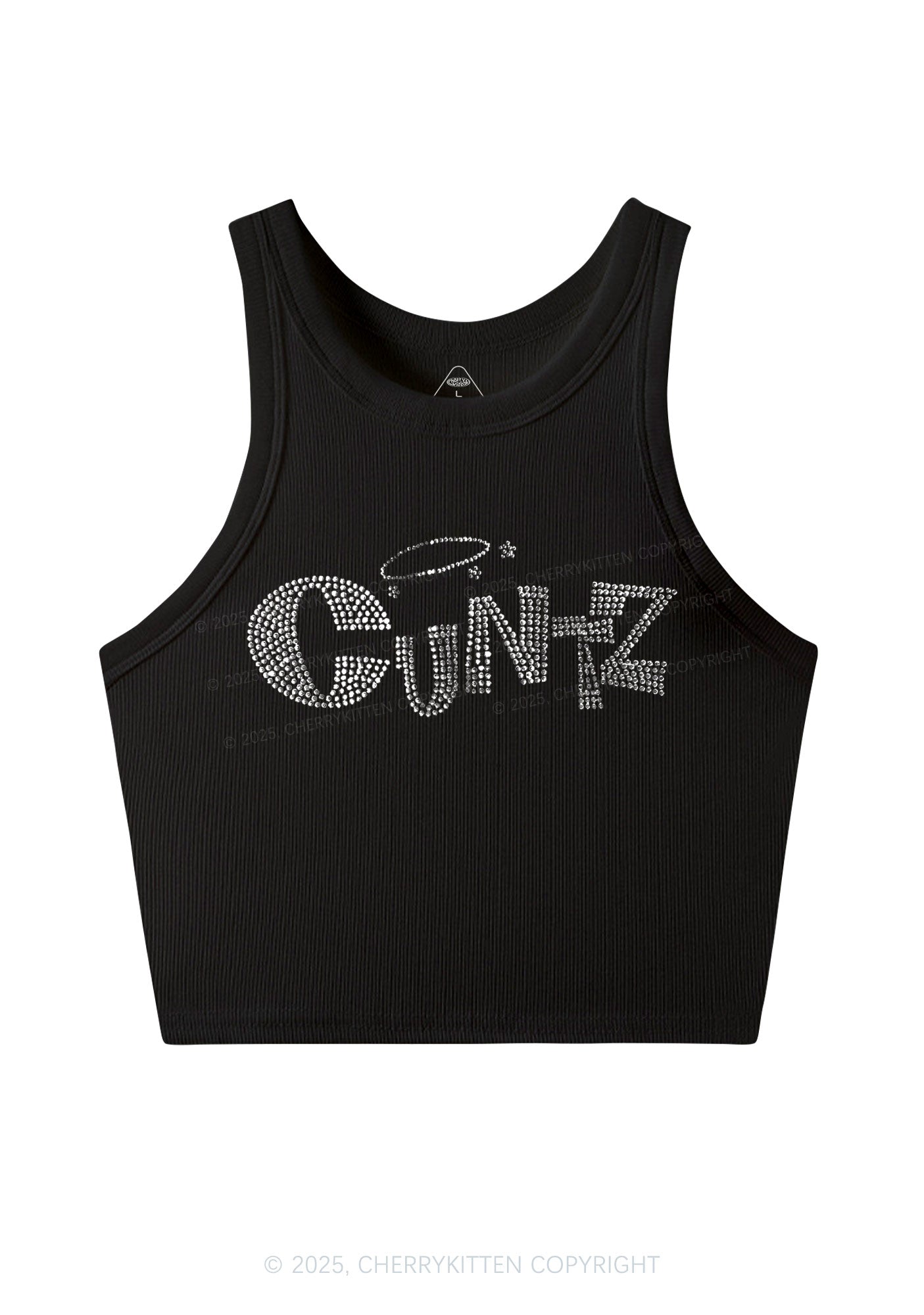 Rhinestone Cxntz Y2K Crop Tank Top Cherrykitten