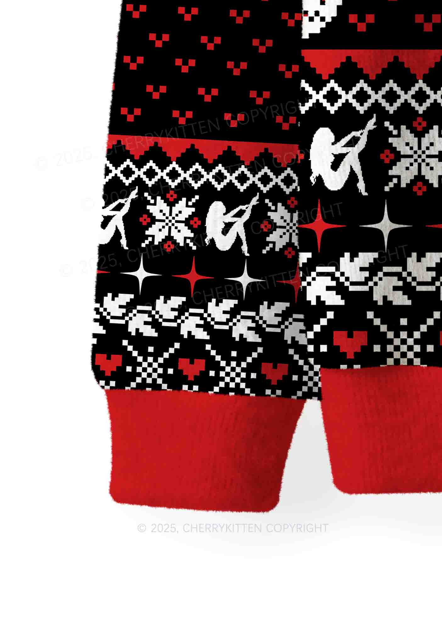 Red Cxxt Star Y2K Christmas Knit Sweatshirt Cherrykitten