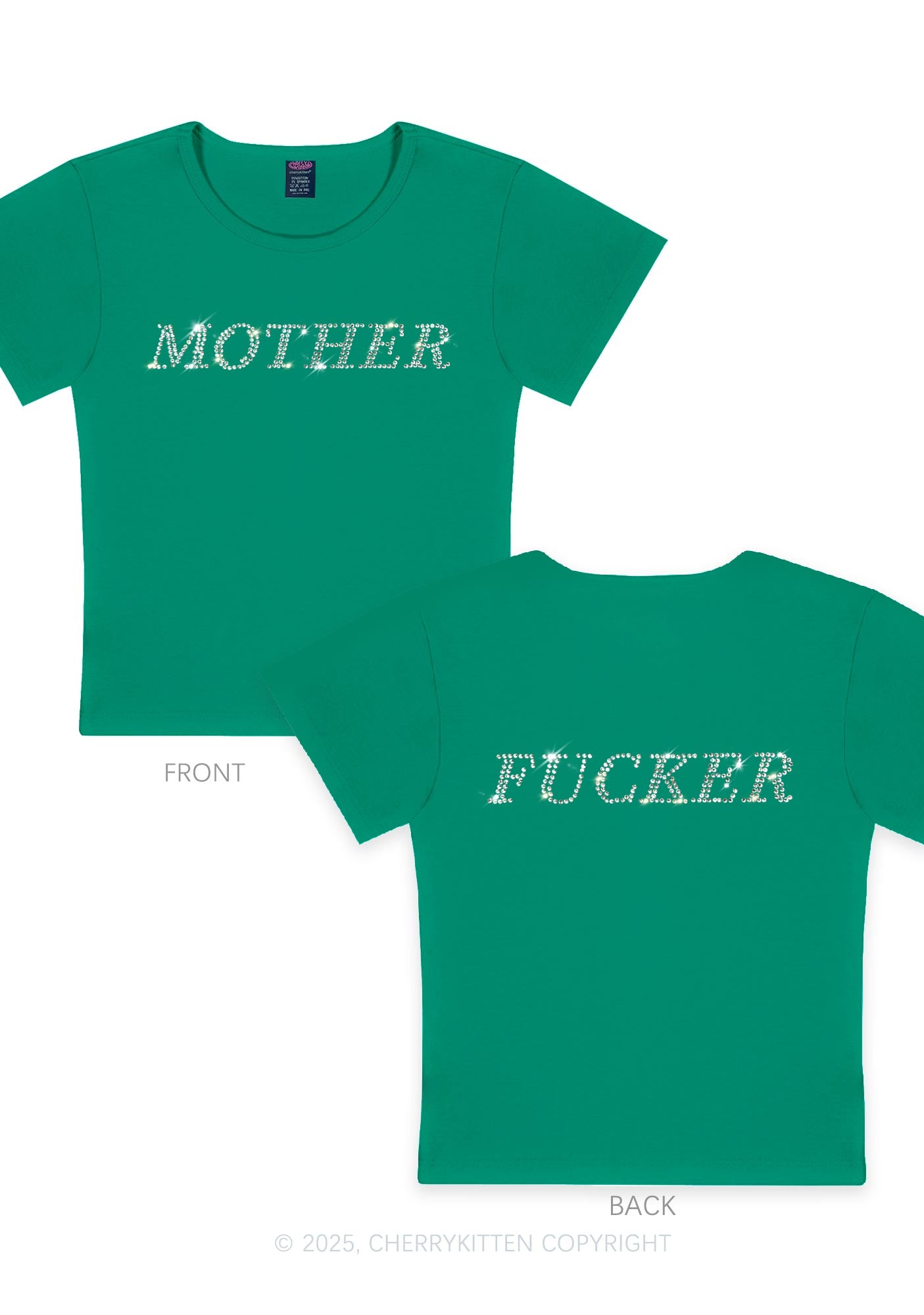 Rhinestone Motherfxcker Two Sides Y2K Baby Tee Cherrykitten