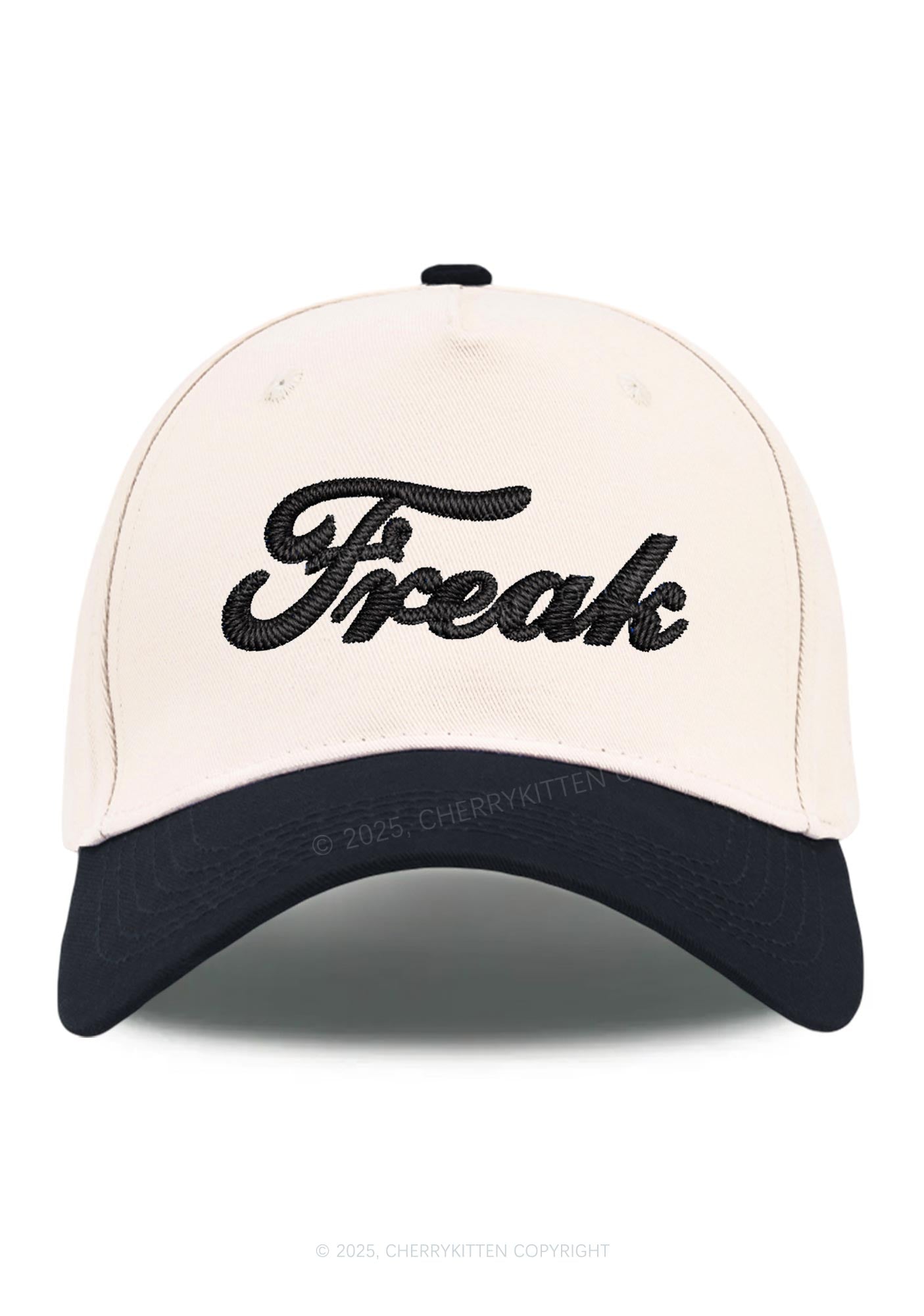Embroidered Freak Y2K Color Block Baseball Cap Cherrykitten