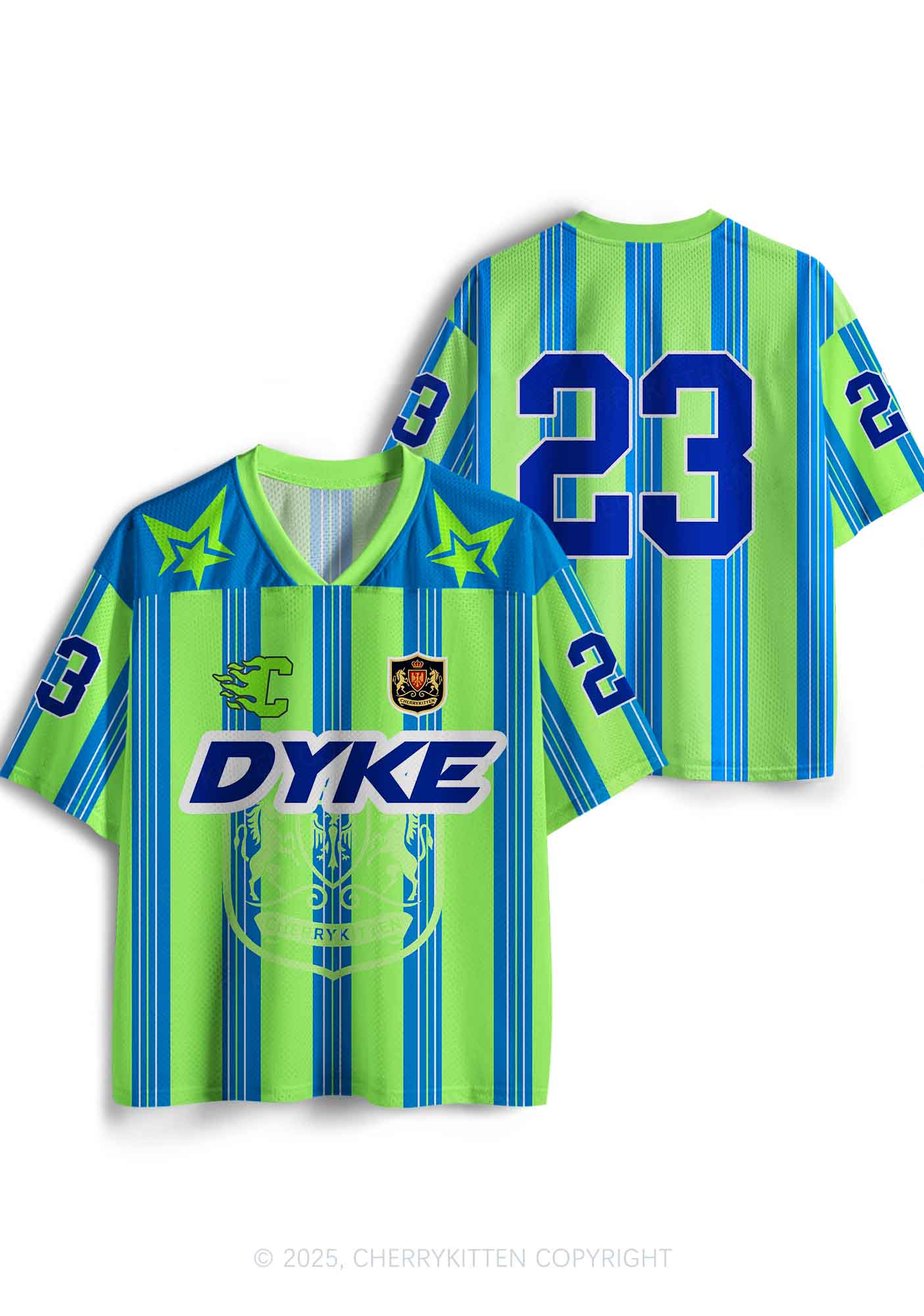 Custom Green DYKE Pride Y2K Sport Jersey Shirts Cherrykitten
