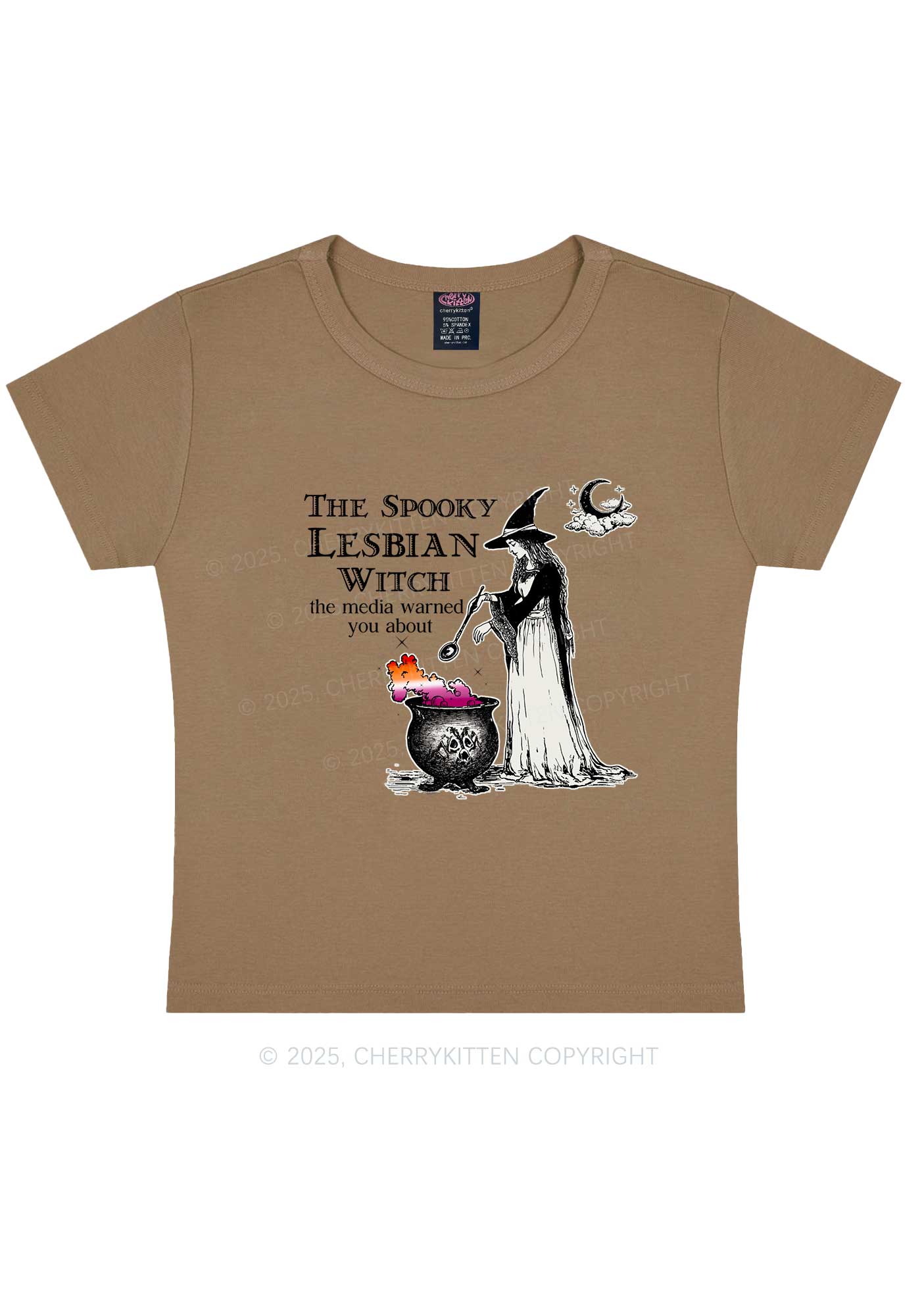 The Spooky Lesbian Witch Y2K Baby Tee Cherrykitten