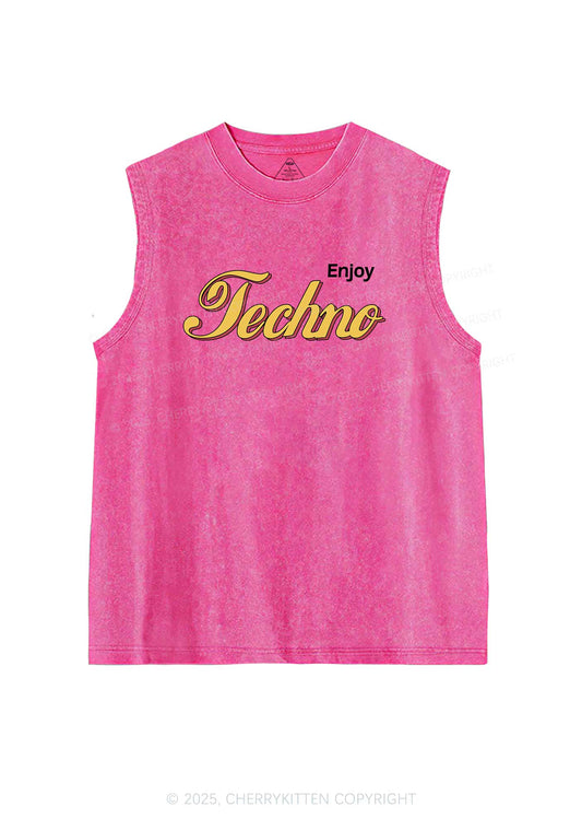 Enjoy Techno Y2K Washed Muscle Tank Cherrykitten