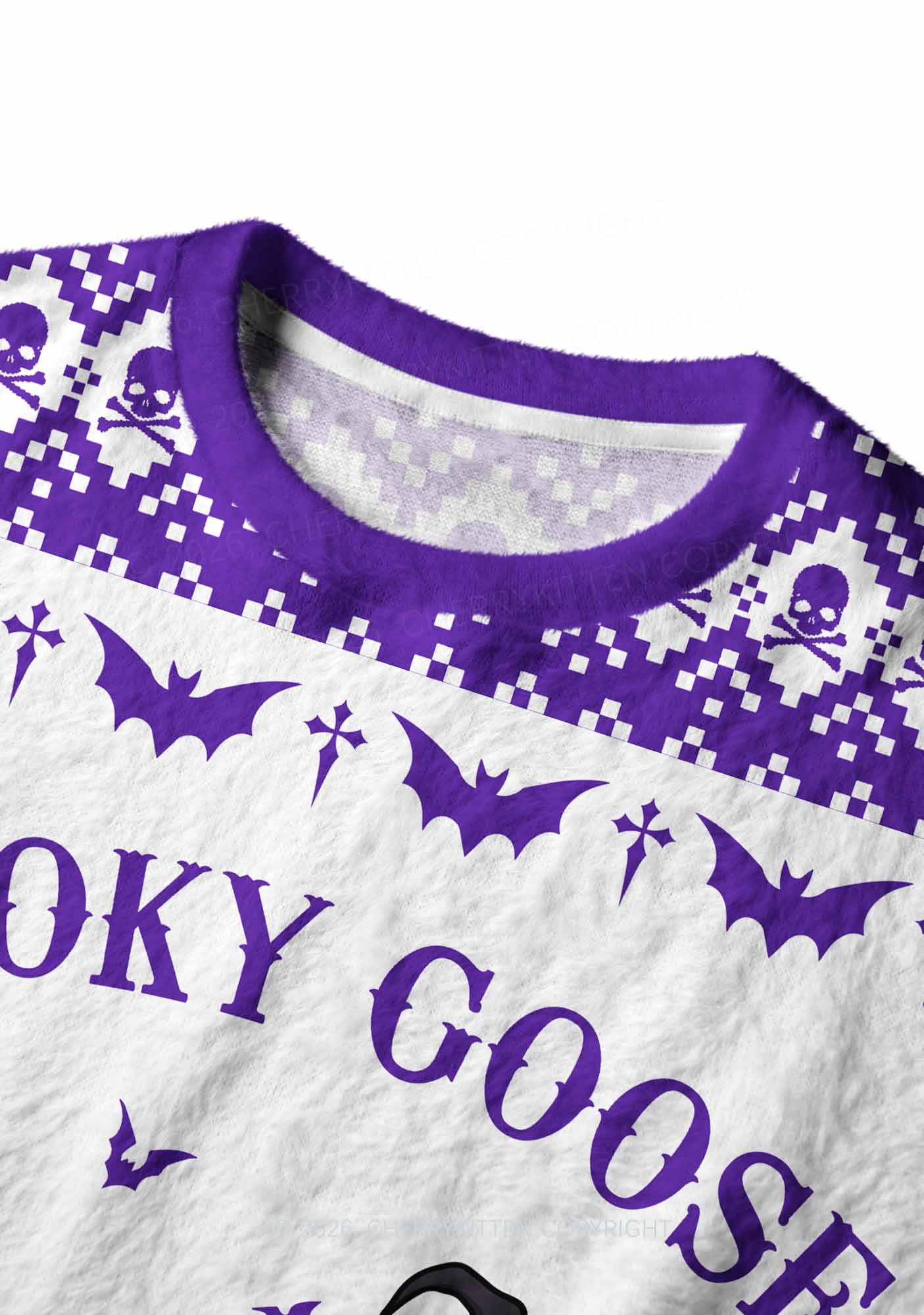 Halloween Spooky Goose On Loose Y2K Knit Sweatshirt Cherrykitten