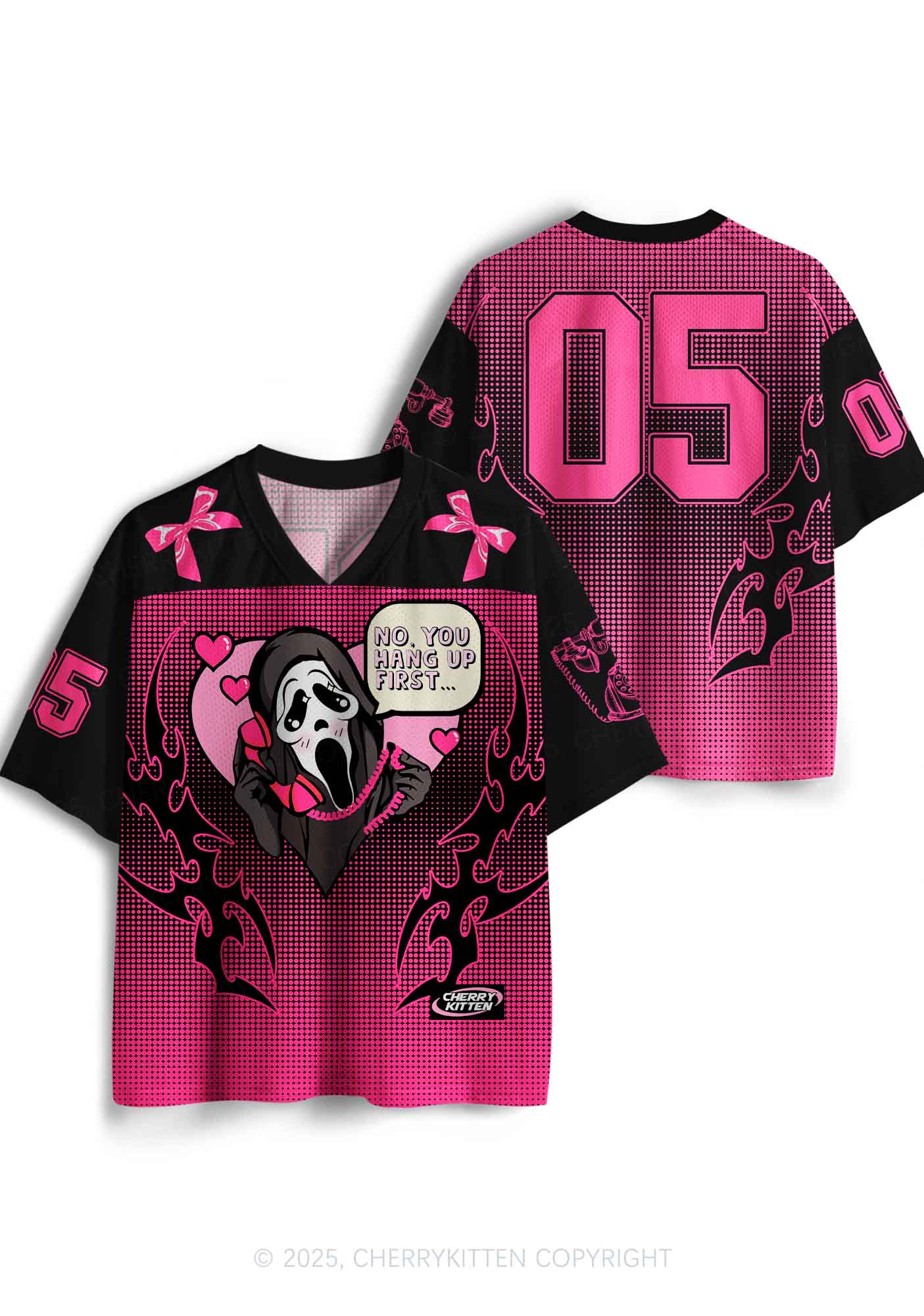 Halloween Custom Pink Horror Hang Up Heart Y2K Sport Jersey Shirts Cherrykitten