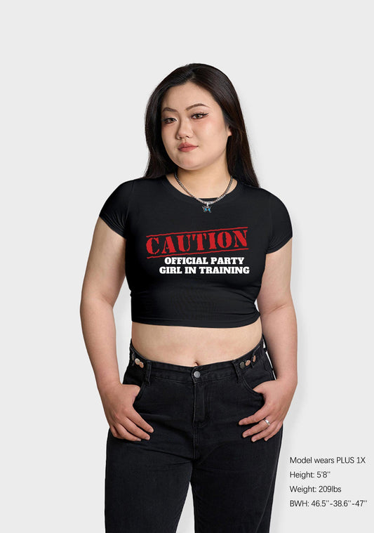 Curvy Caution Official Party Girl In Training Baby Tee