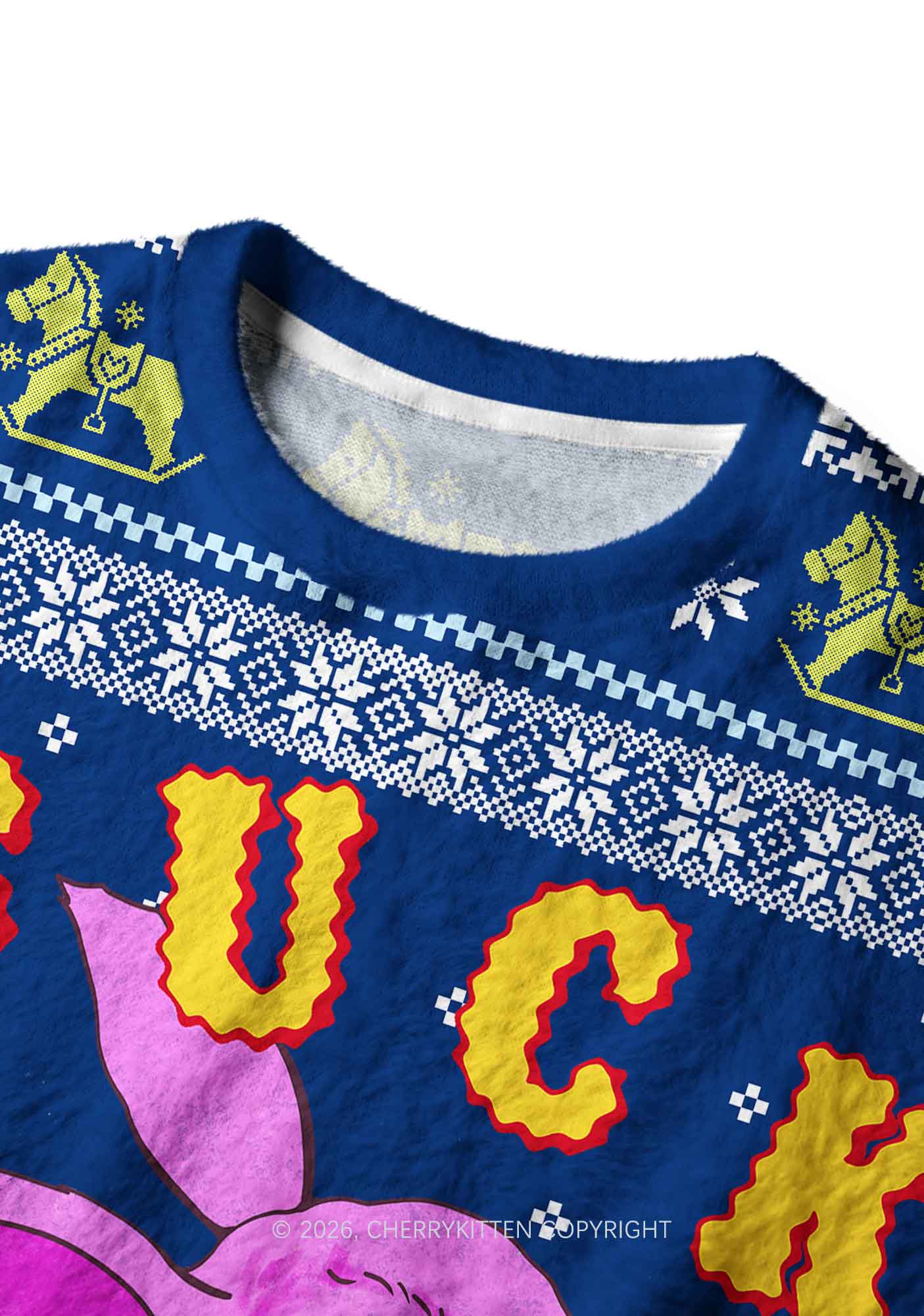 Fxxk The Police Bunny Y2K Christmas Knit Sweatshirt Cherrykitten