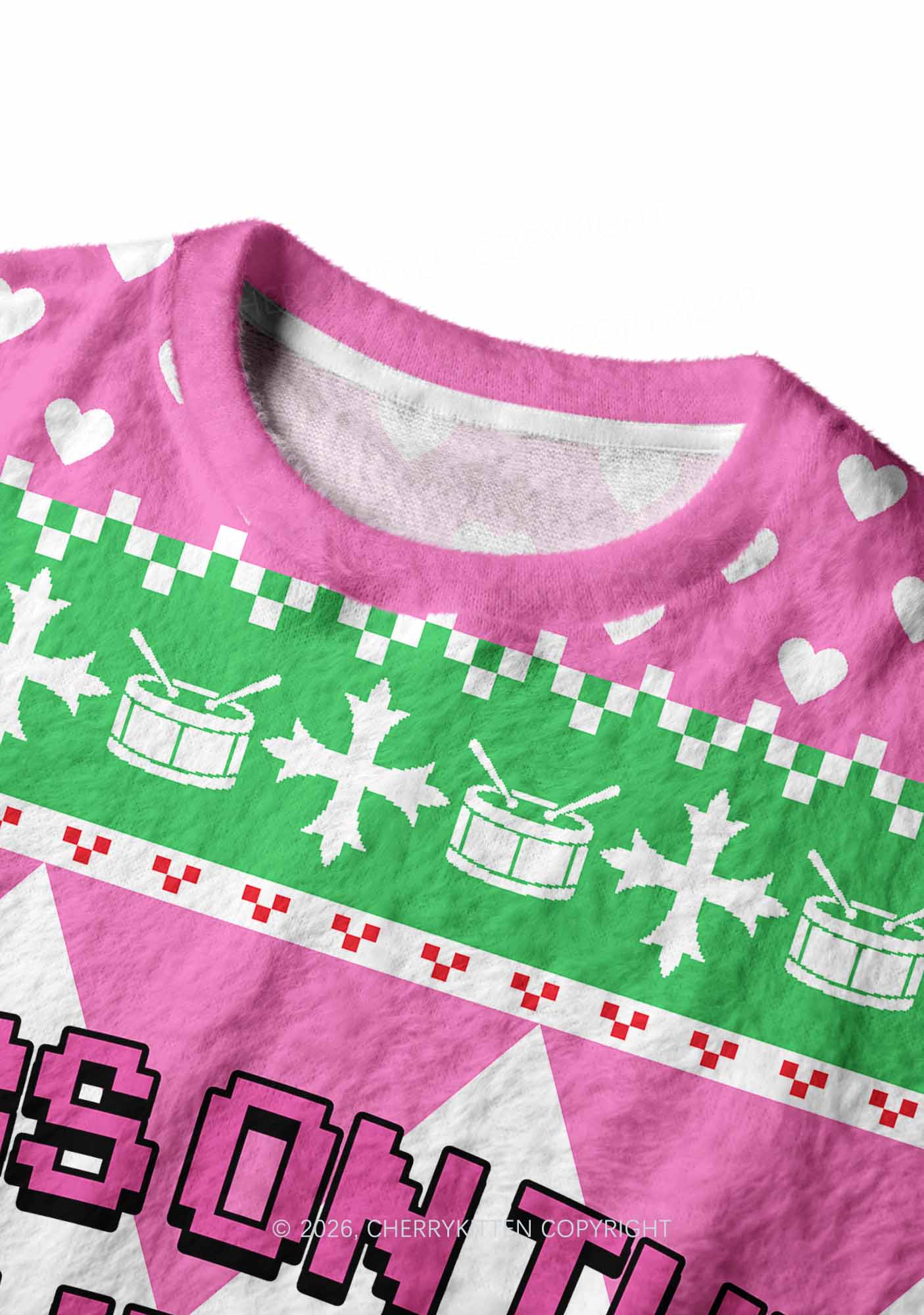Dibs On The Drummer Y2K Christmas Knit Sweatshirt Cherrykitten