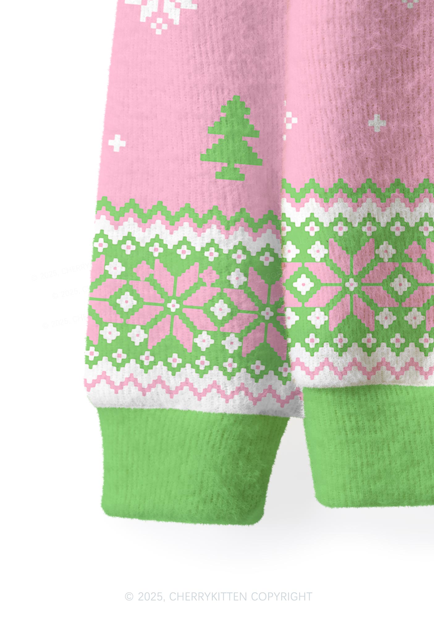 Pink Santa Y2K Christmas Cardigan Knit Sweatshirt Cherrykitten