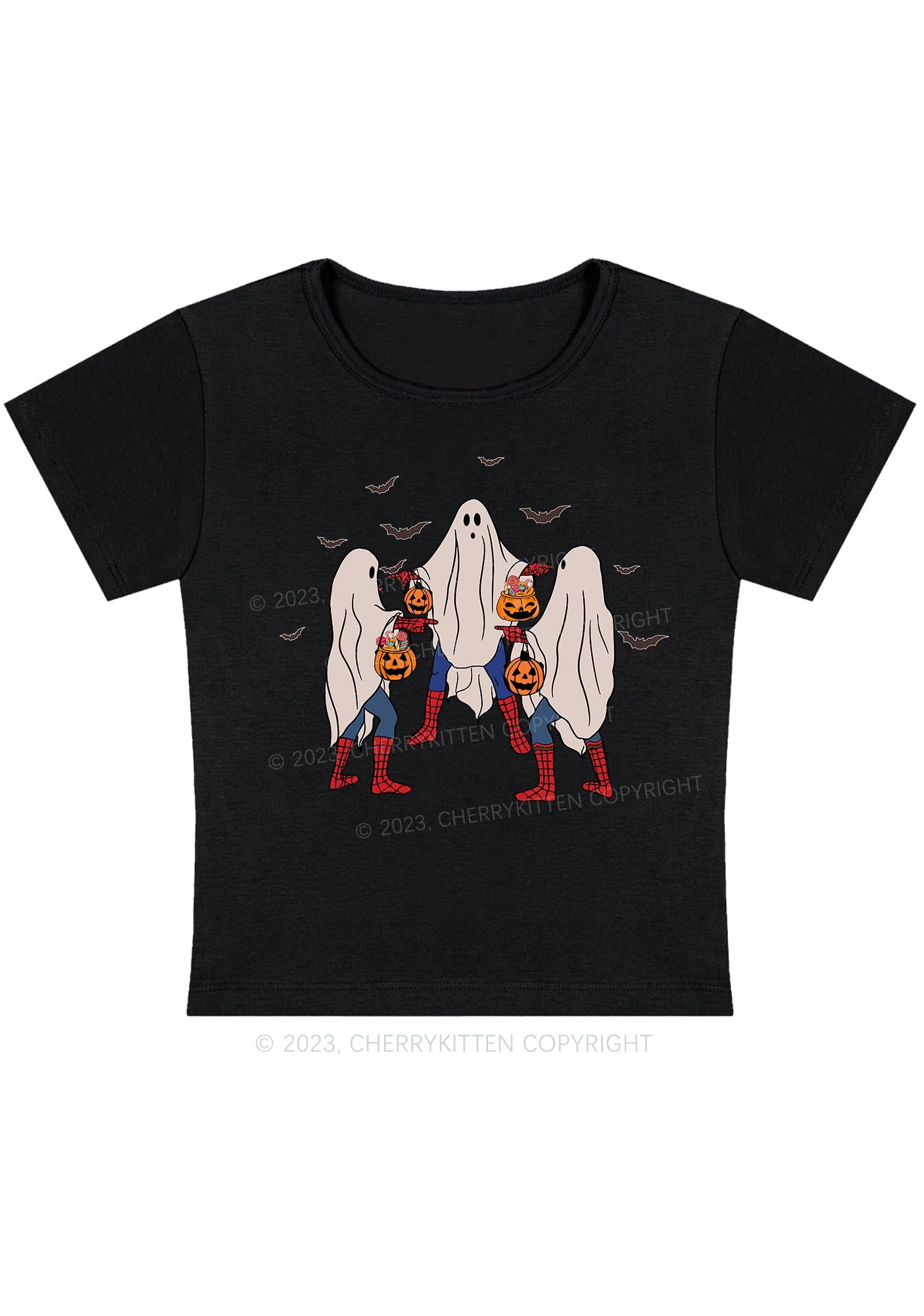 Three Ghost Spiderman Halloween Baby Tee Cherrykitten