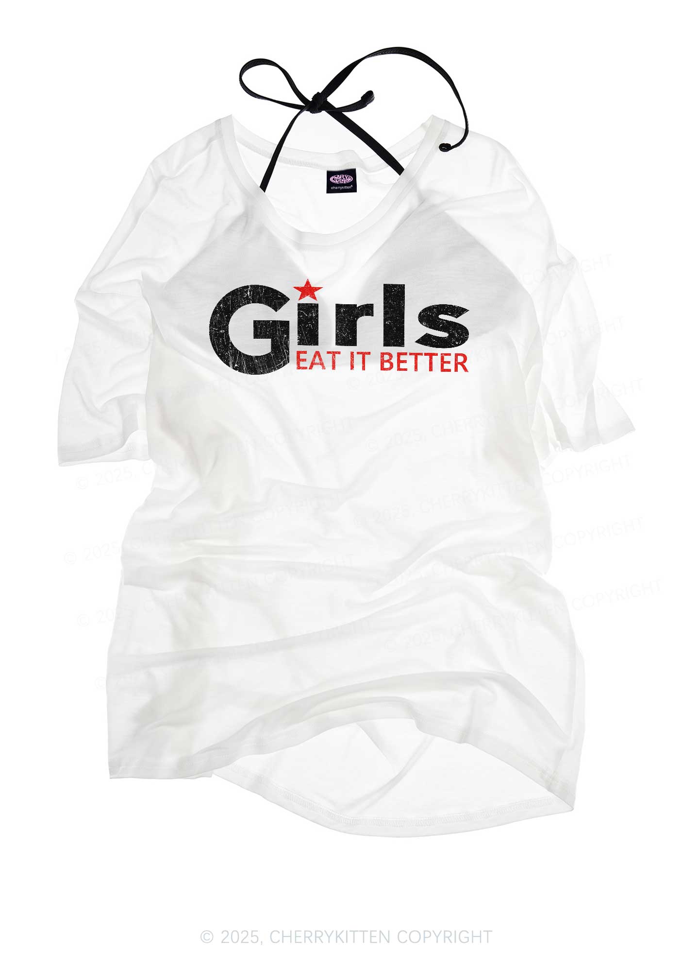 Girls Eat It Better Pride Y2K Sheer Boyfriend Tee Cherrykitten