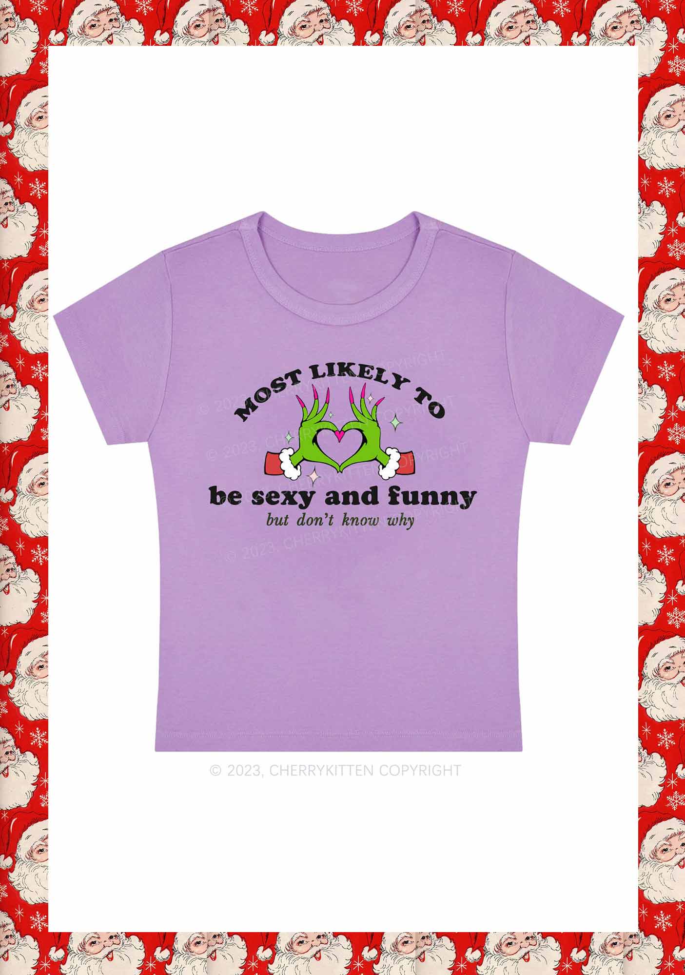 Queen Heart Be Funny Christmas Y2K Baby Tee Cherrykitten