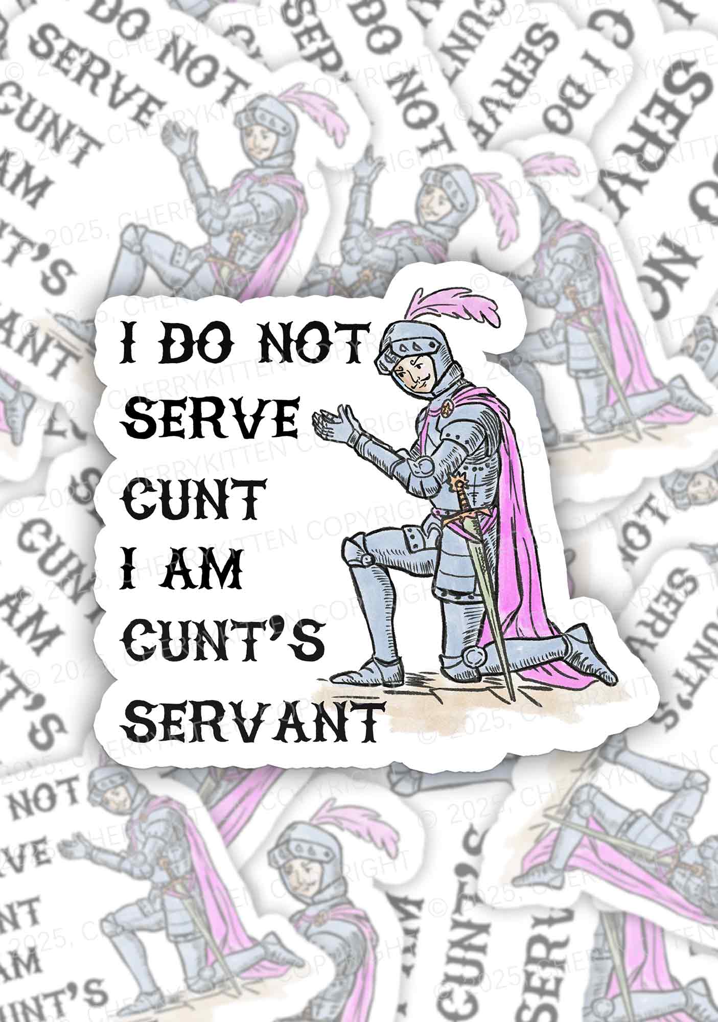 I Am Cxxt Servant 1Pc Y2K Sticker Cherrykitten