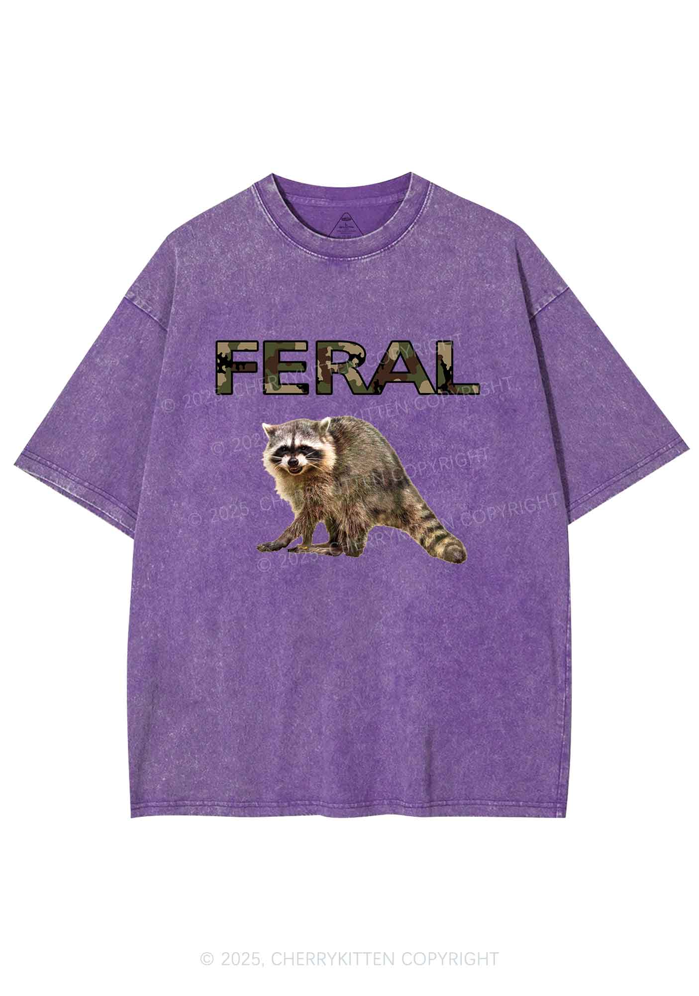Feral Raccoon Y2K Shirts Washed Tee Cherrykitten