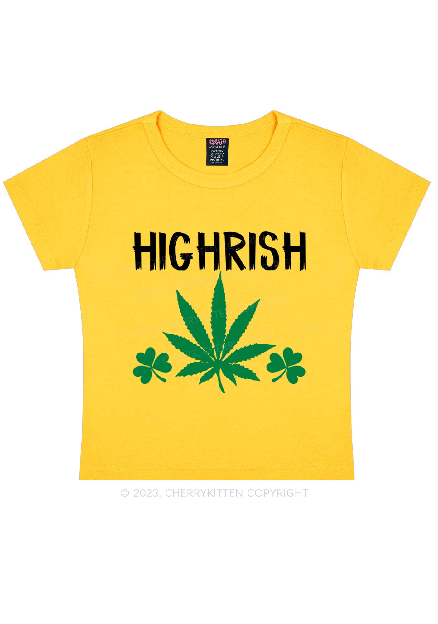 Highrish St Patricks Y2K Baby Tee Cherrykitten