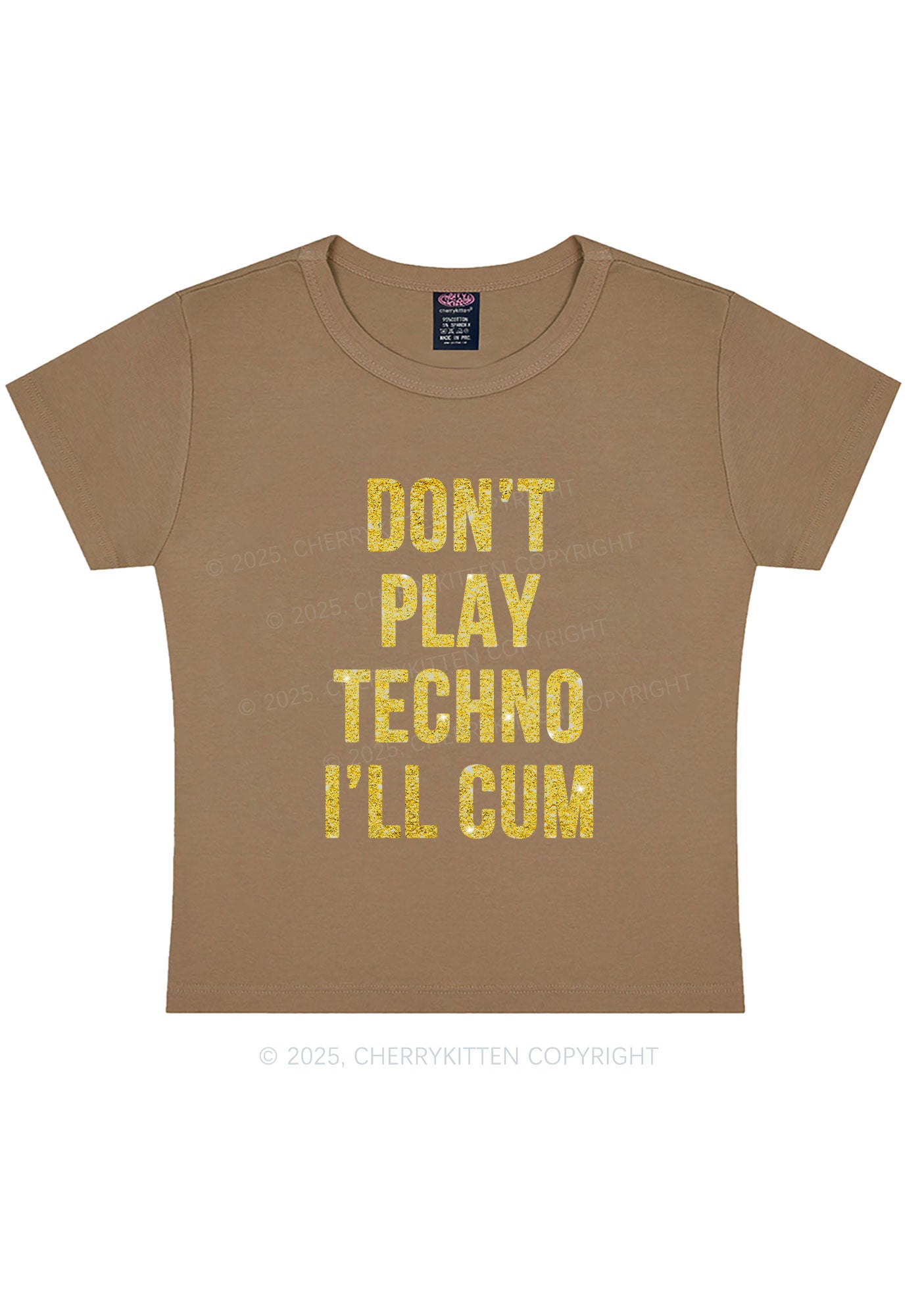 Glitter Dont Play Techno Y2K Baby Tee Cherrykitten