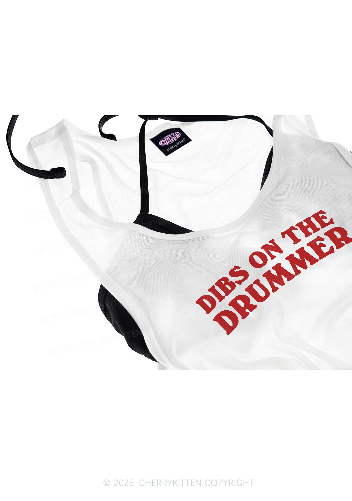 Dibs On The Drummer Y2K Sheer Boyfriend Tank Cherrykitten