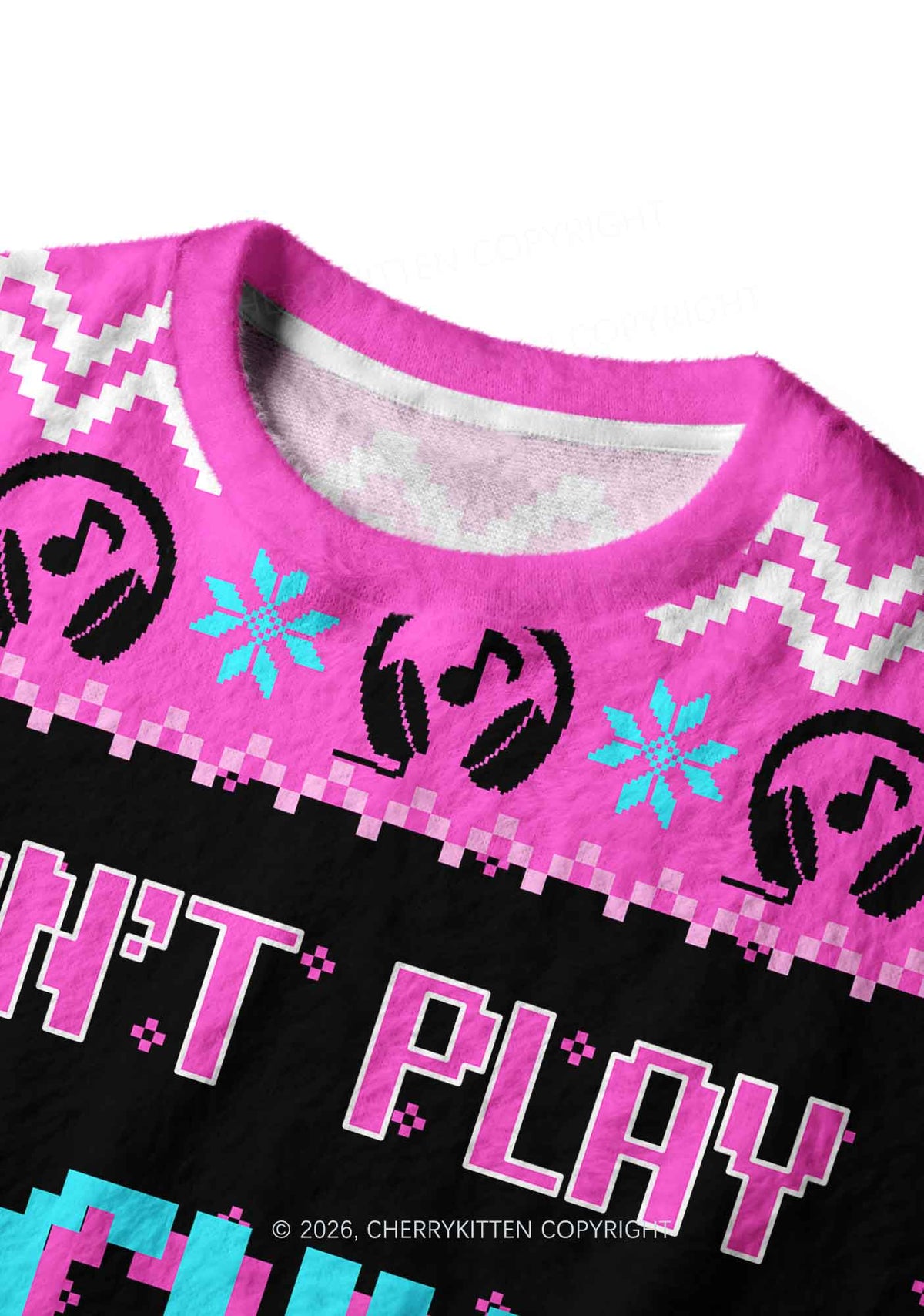 Dont Play Techno Y2K Christmas Knit Sweatshirt Cherrykitten