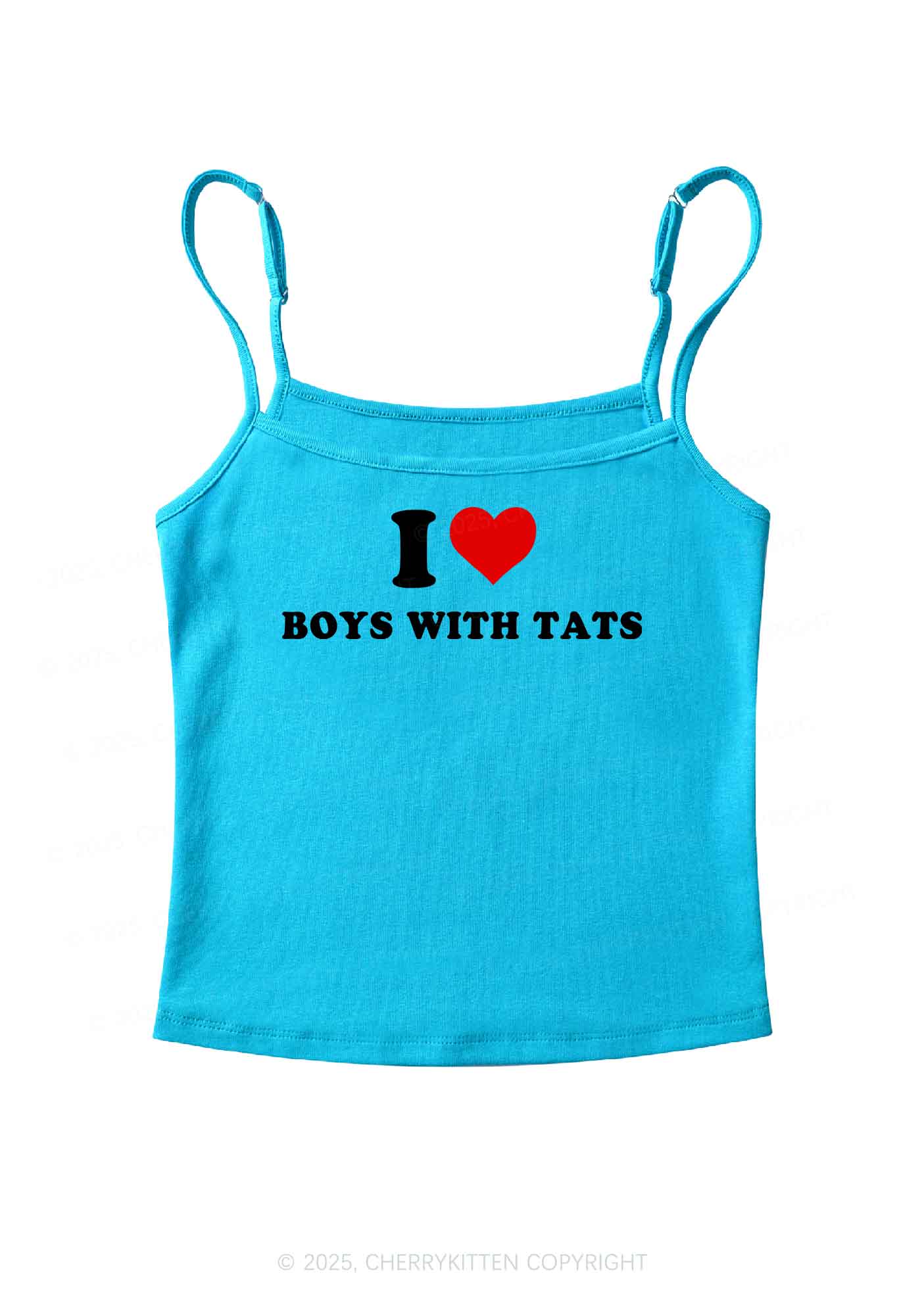 I Love Boys With Tats Y2K Spaghetti Strap Cami Cherrykitten