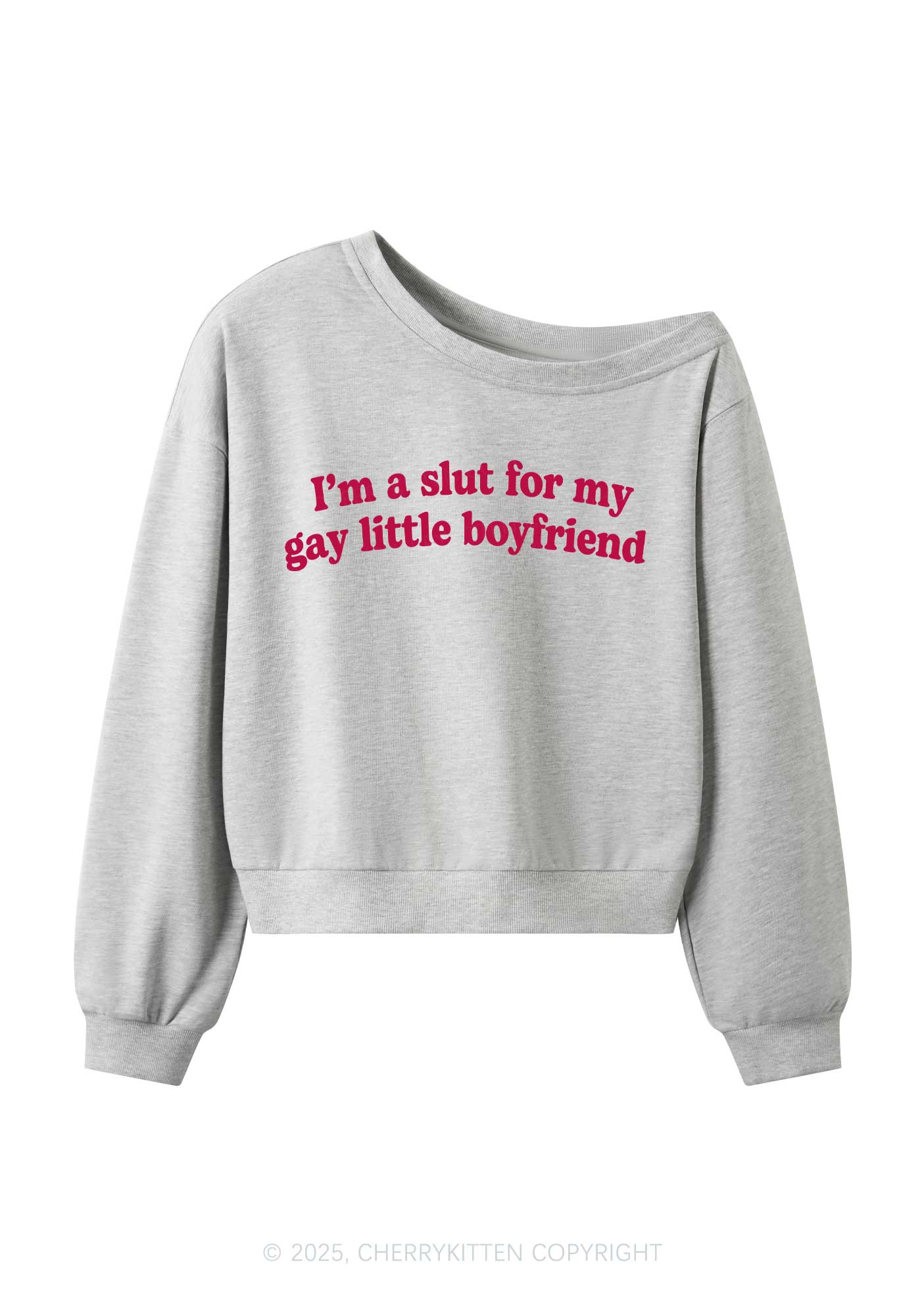 Slxt For My Gay BF Y2K Off Shoulder Sweatshirts Cherrykitten