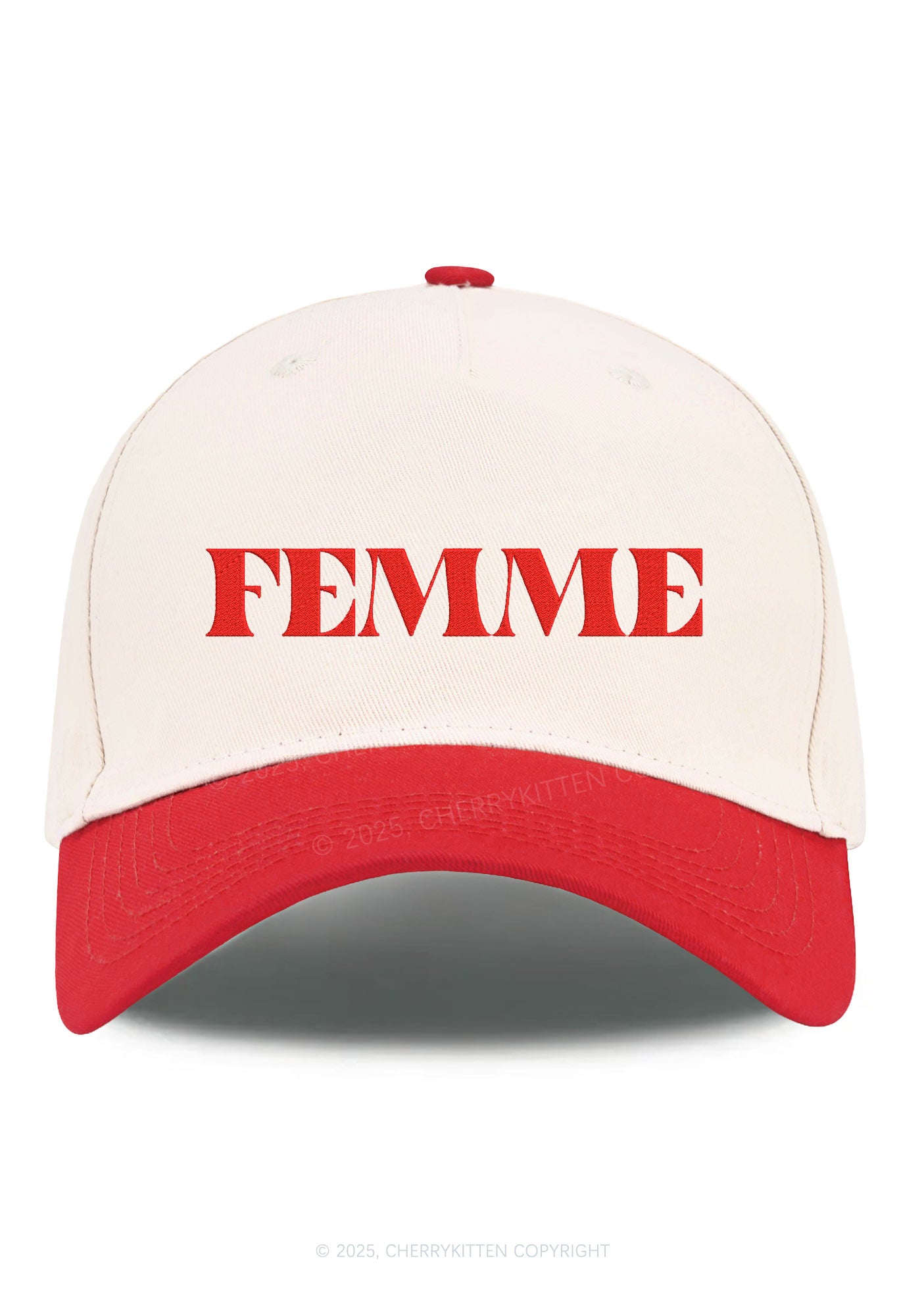 Embroidered Femme Pride Y2K Color Block Baseball Cap Cherrykitten