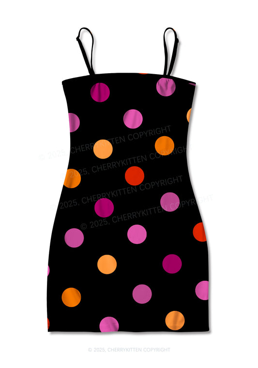 Lesbian Dots Pride Y2K Print Slip Dress Cherrykitten