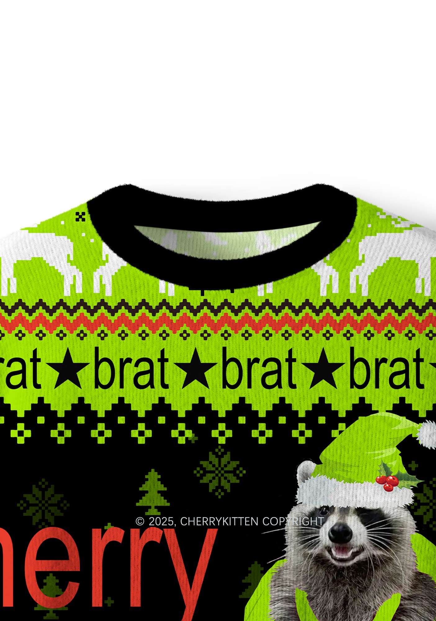 Merry Bratmas Y2K Christmas Knit Sweatshirt Cherrykitten
