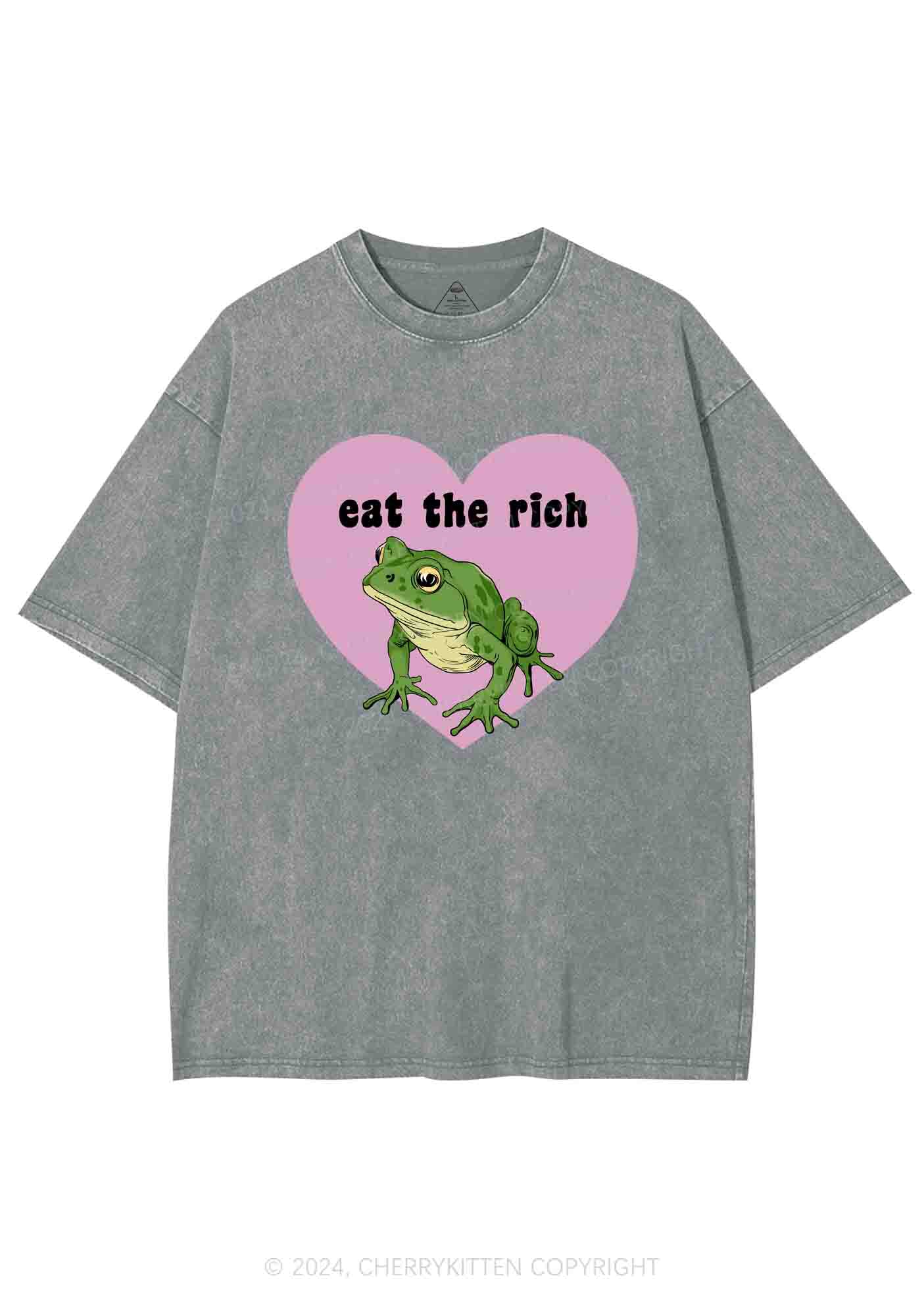 Eat The Rich Frog Y2K Washed Tee Cherrykitten