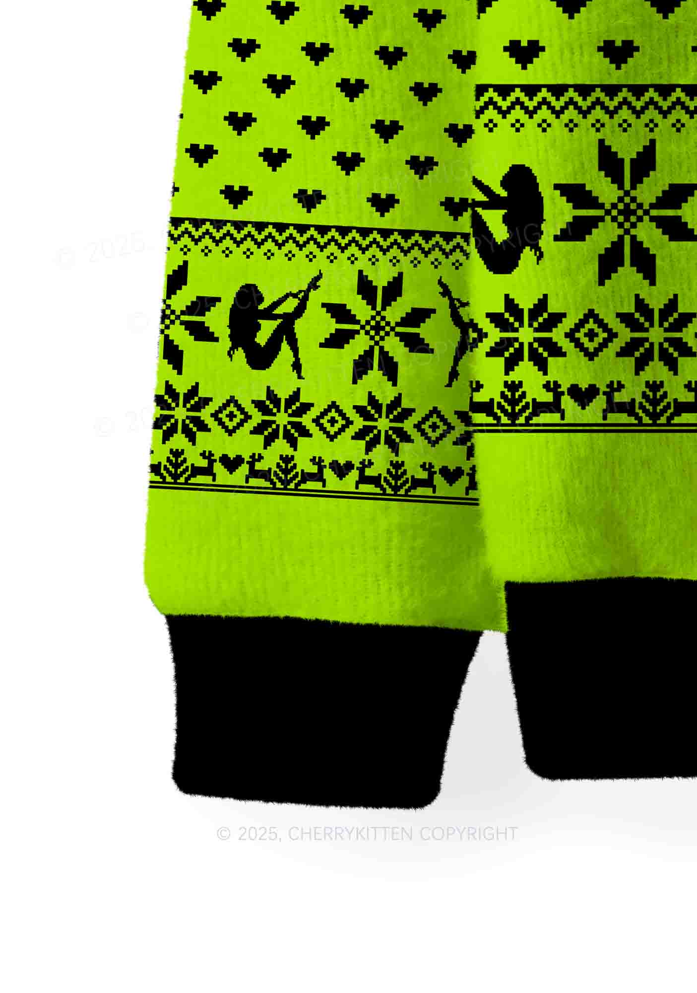 Green Cxxt Y2K Christmas Knit Sweatshirt Cherrykitten