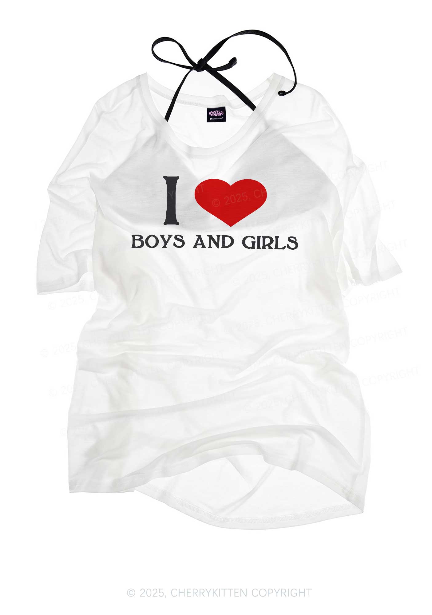 I Love Boys and Girls Pride Y2K Sheer Boyfriend Tee Cherrykitten