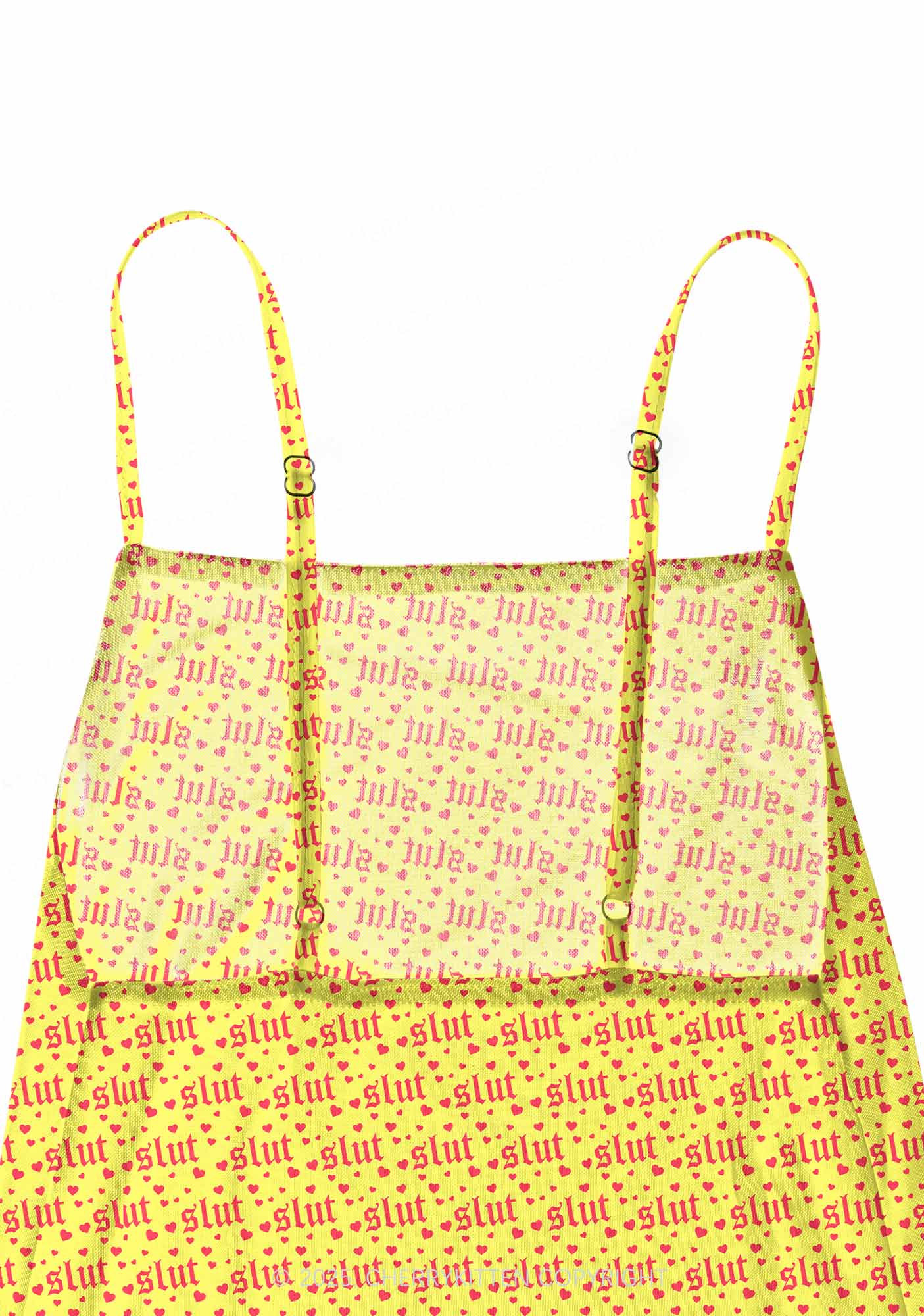 Yellow Slxt Y2K Mesh Slip Dress Cherrykitten
