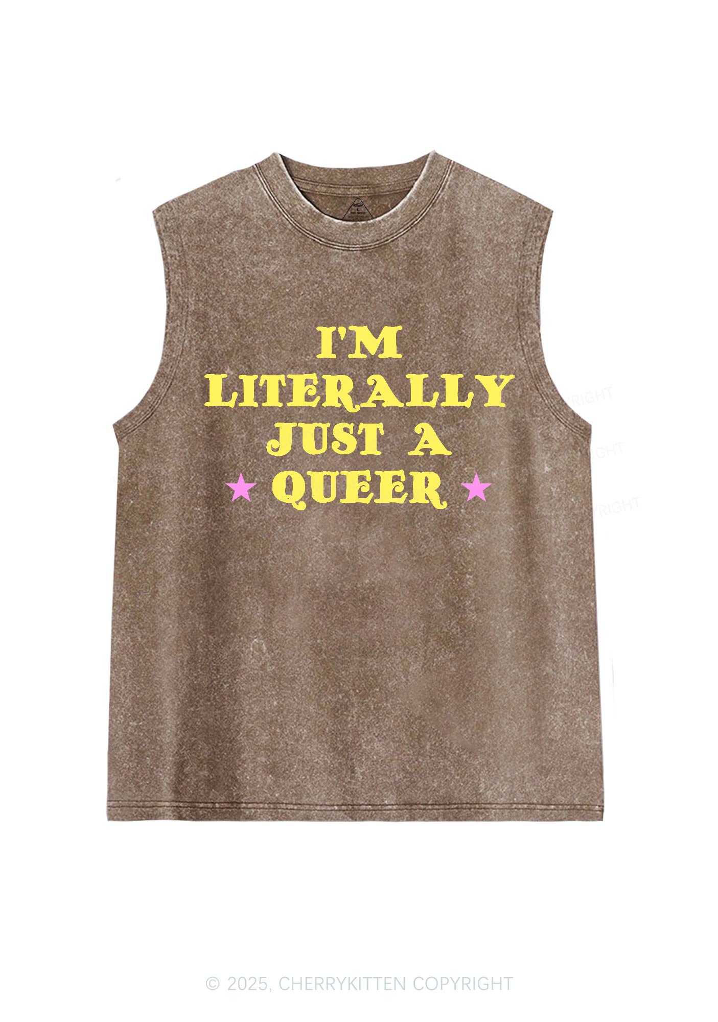 Just A Queer Pride Y2K Washed Muscle Tank Cherrykitten