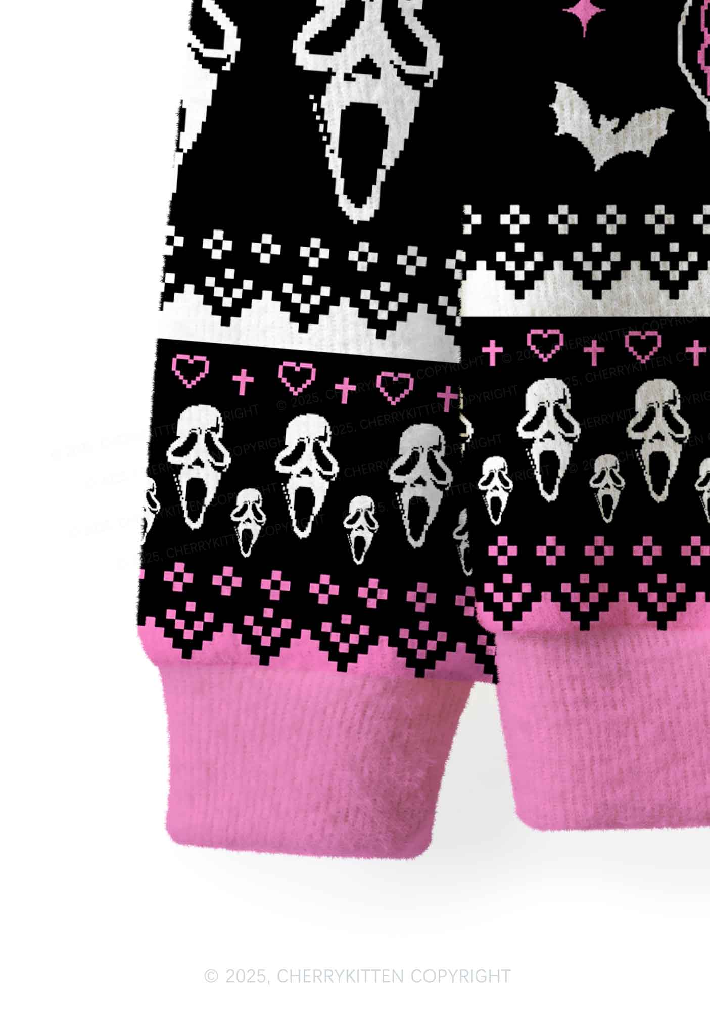 Halloween Pink No You Hang Up Y2K Christmas Cardigan Knit Sweatshirt Cherrykitten