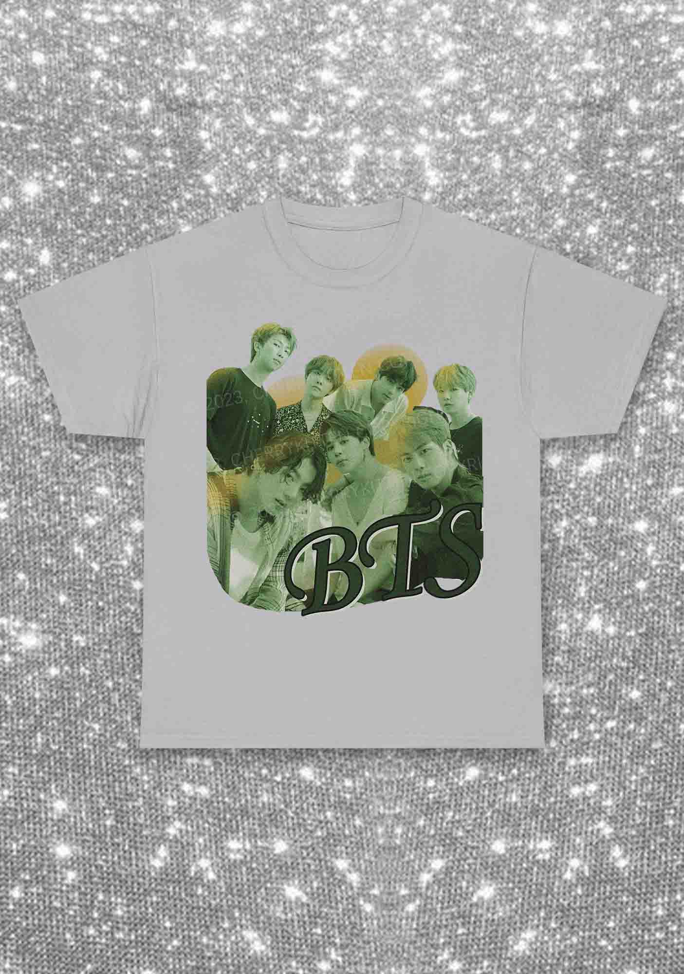 Green Bangtan Kpop Y2K Chunky Shirt Cherrykitten
